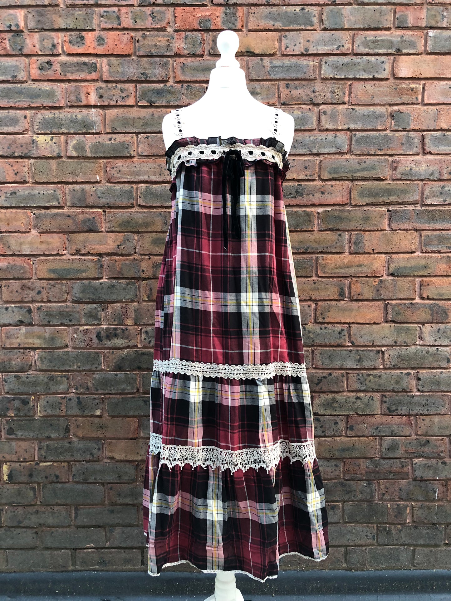 Axes Femme Plaid Lace Tank Top Dress