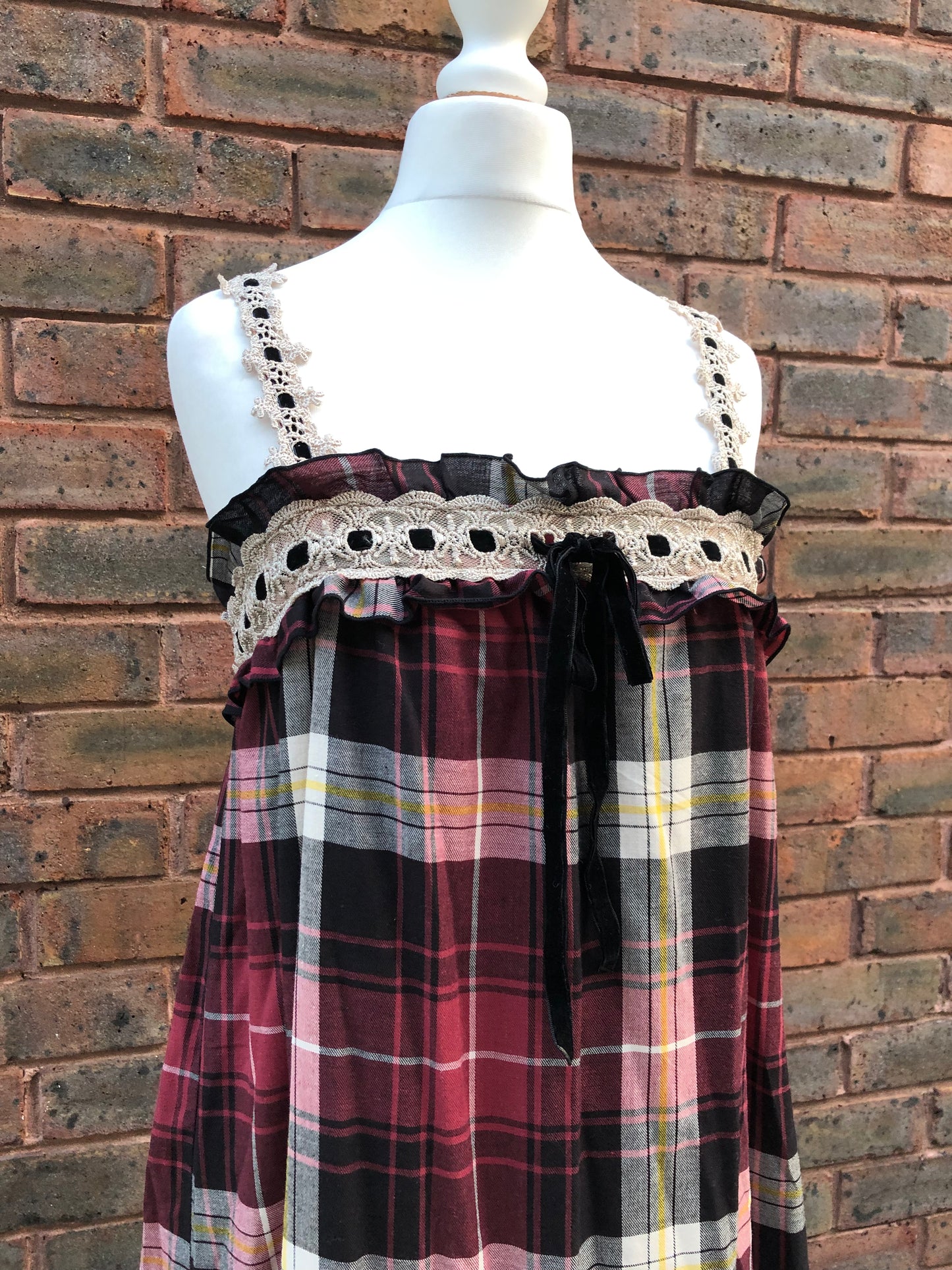 Axes Femme Plaid Lace Tank Top Dress