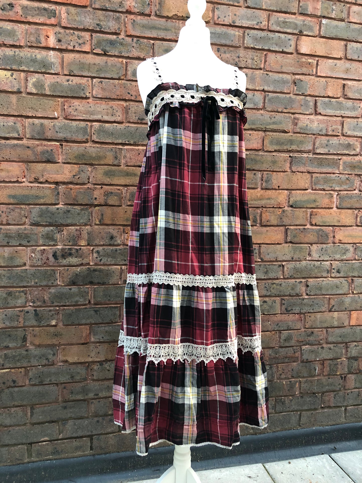Axes Femme Plaid Lace Tank Top Dress