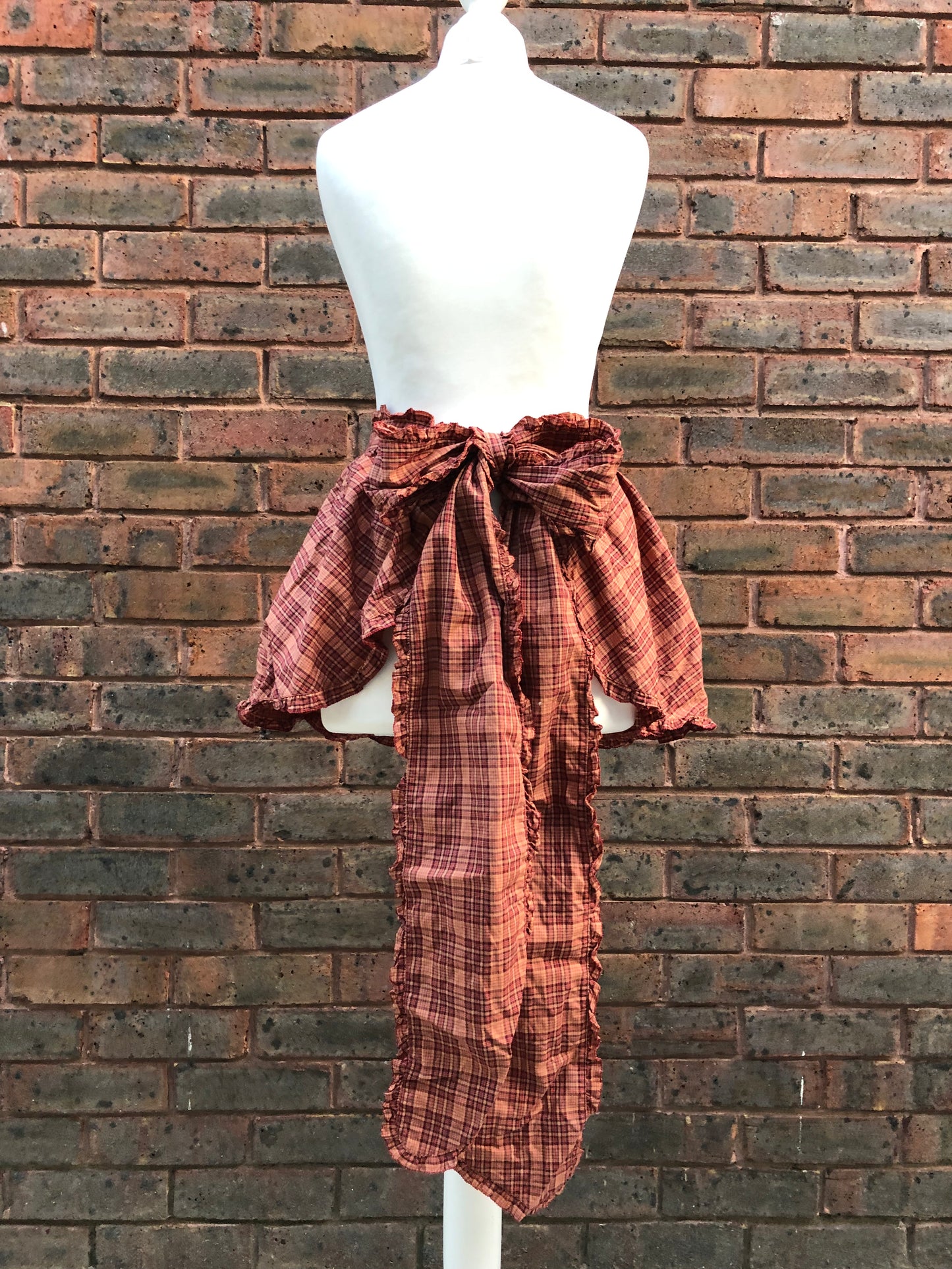 Pink House Stuffed Bear Plaid Half Apron