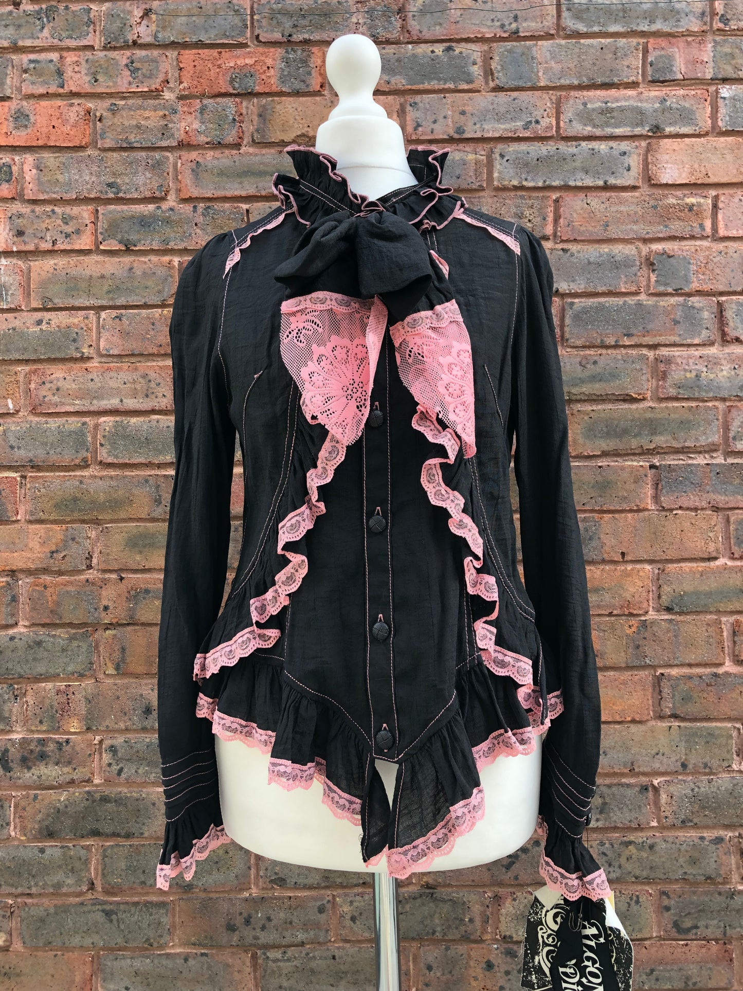 Algonquins Pink Heart Lace Ruffle Top