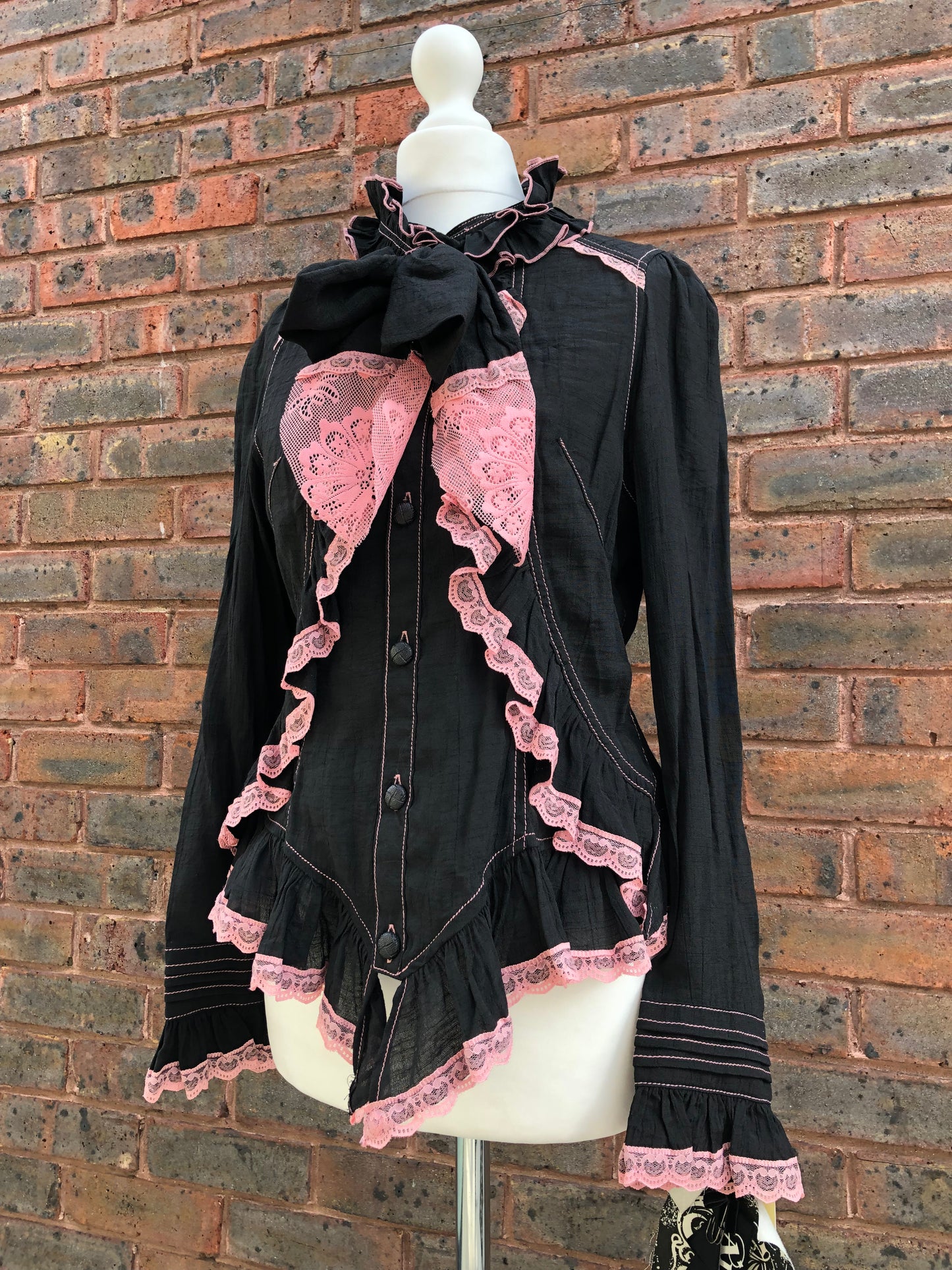 Algonquins Pink Heart Lace Ruffle Top