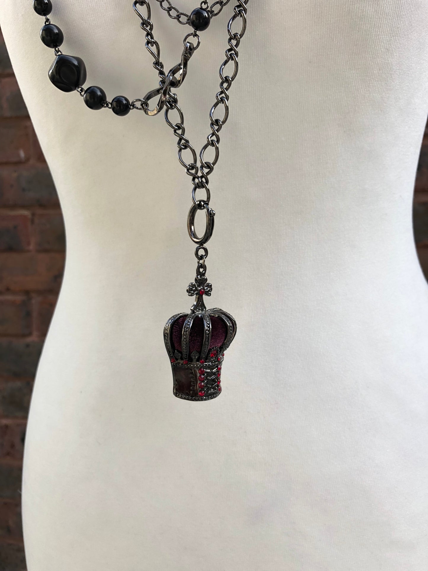 Black Peace Now Multi Layers Crown Pendant Necklace