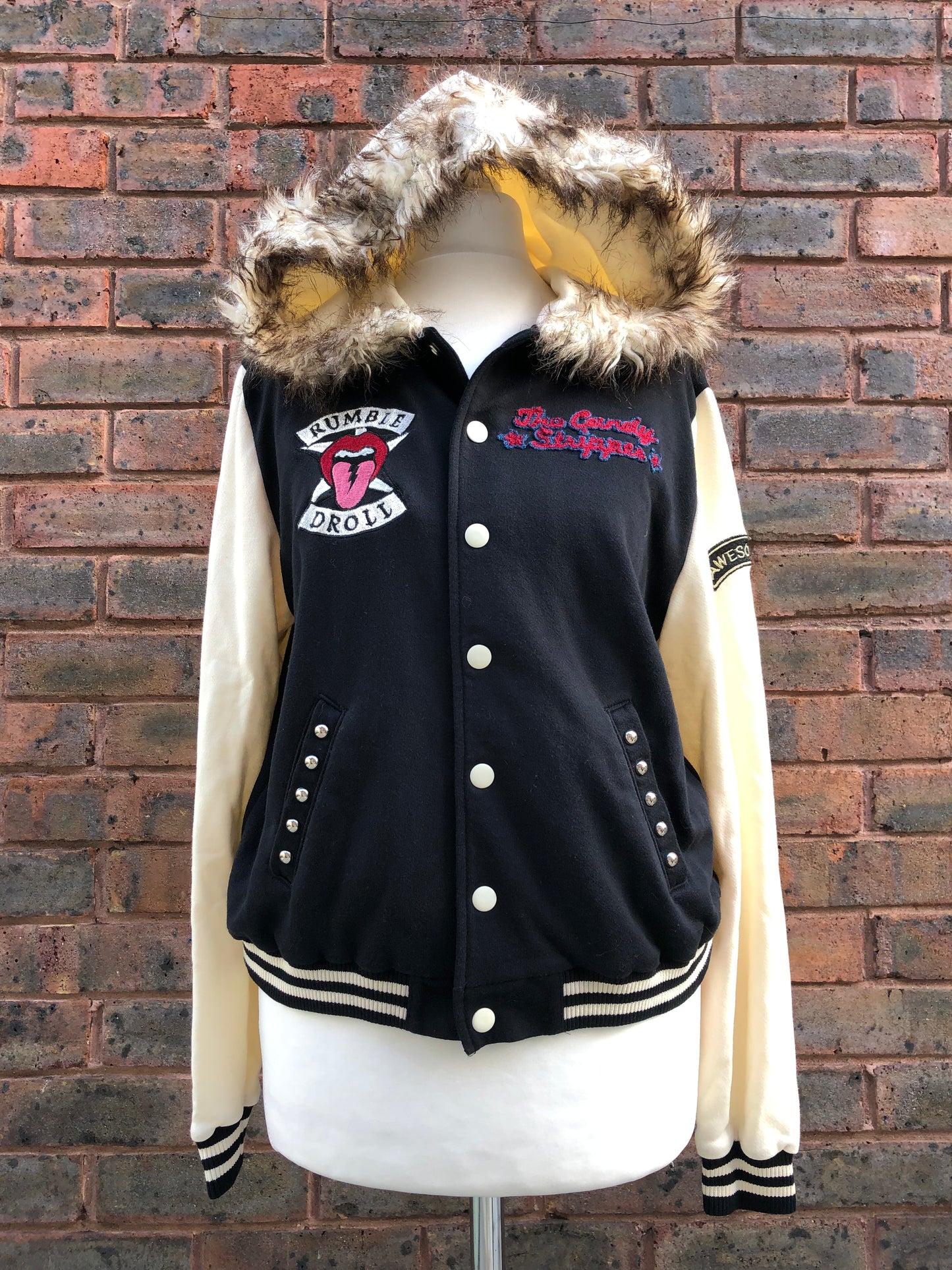 Varsity Jacket with Fur Hood