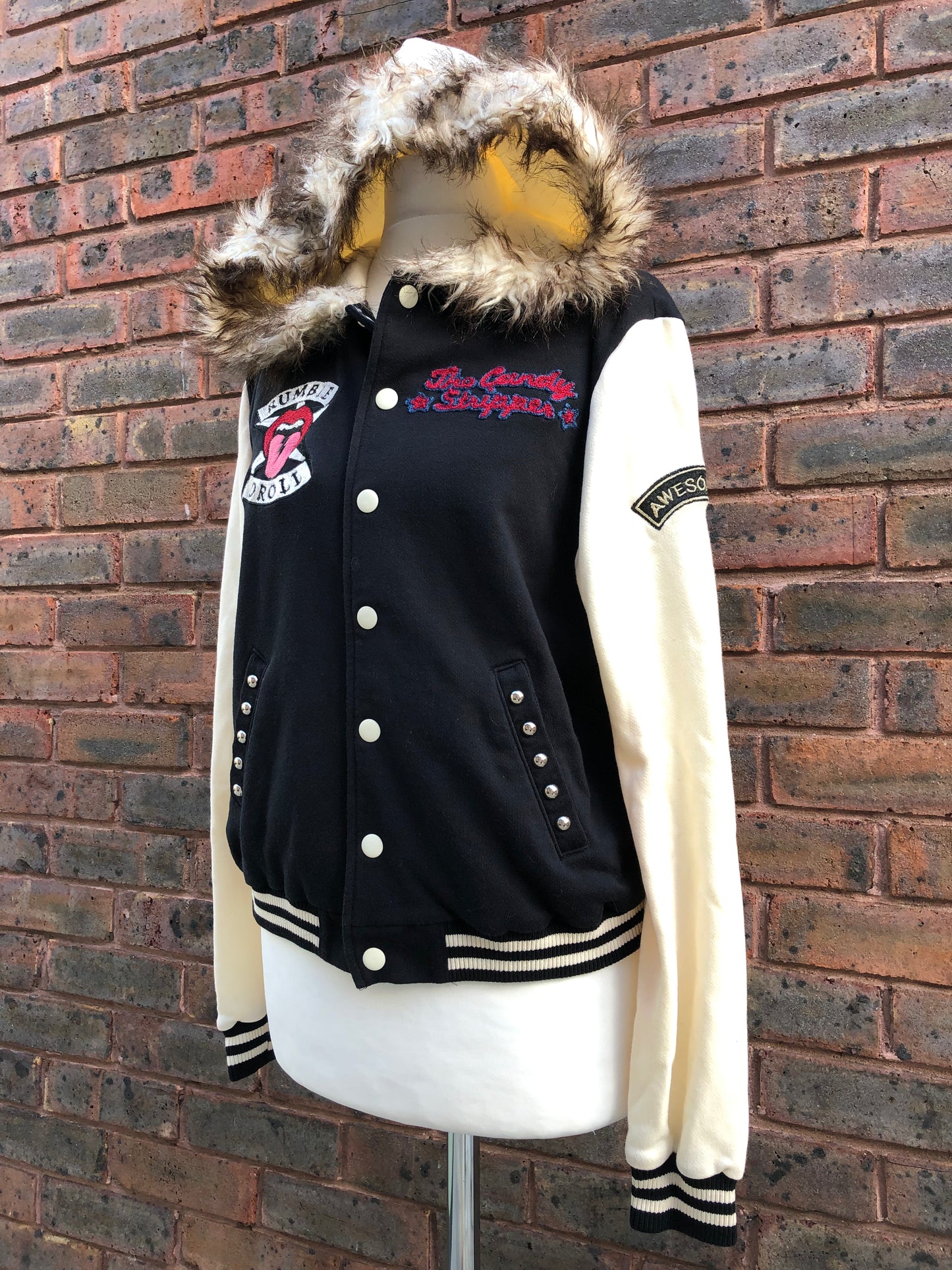 Varsity Jacket with Fur Hood