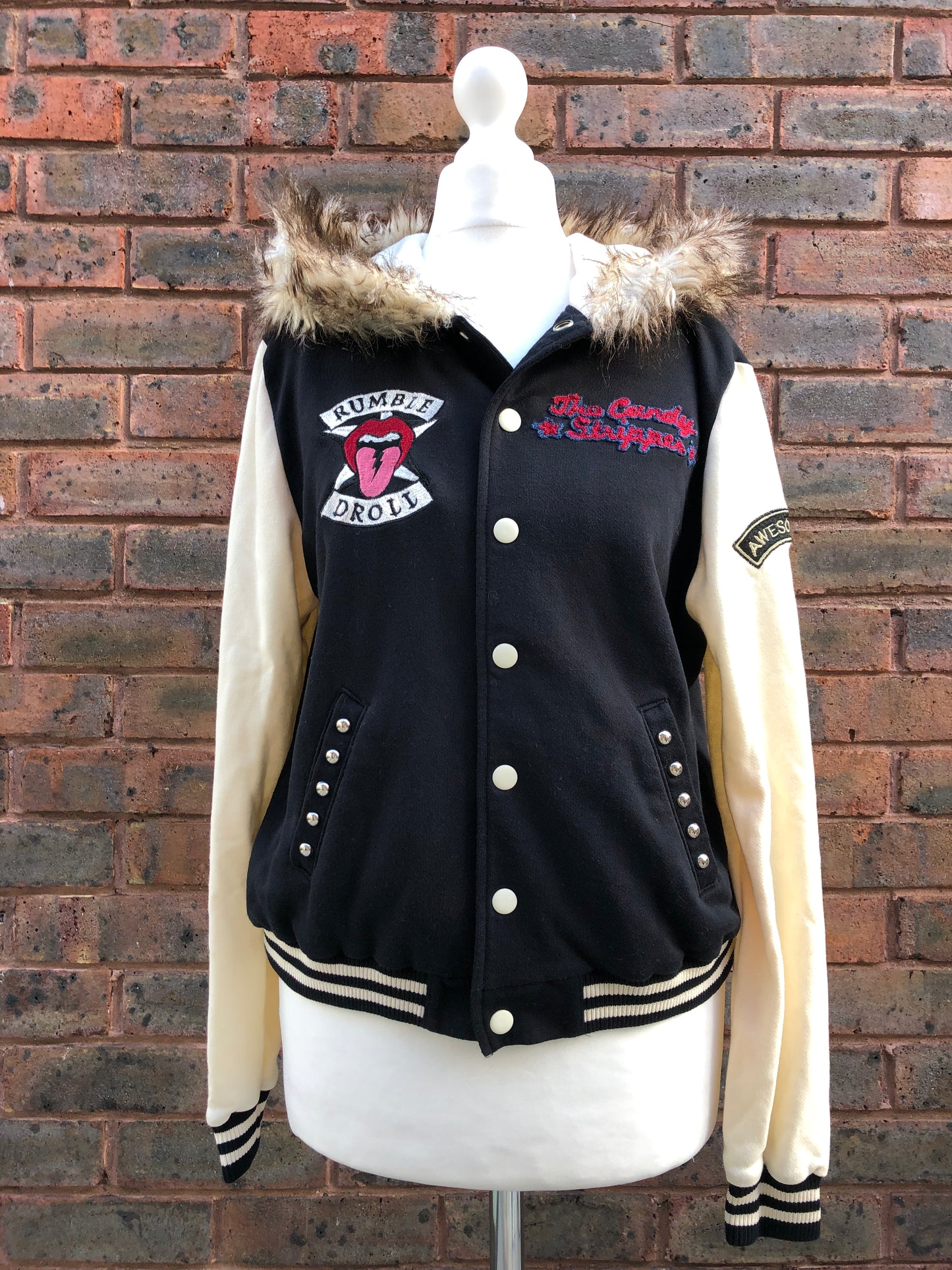 Varsity Jacket with Fur Hood