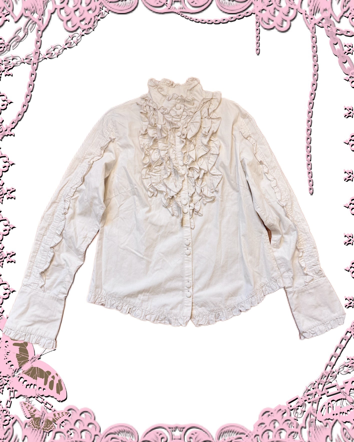 Axes Femme Ruffle Button-Up Shirt