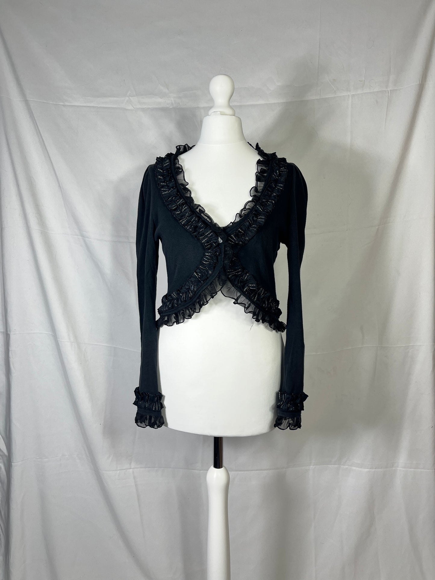 h.Naoto Frill Lace Crop Cardigan