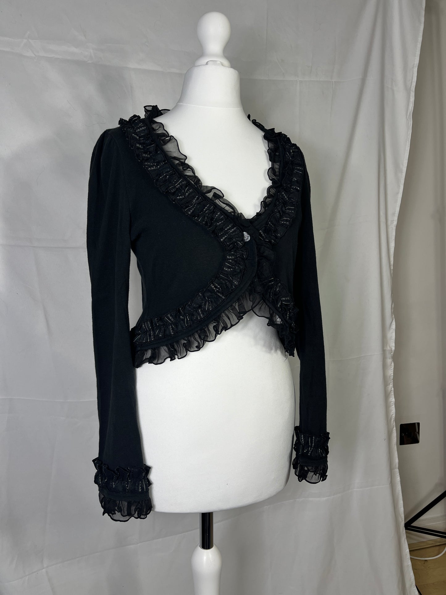 h.Naoto Frill Lace Crop Cardigan