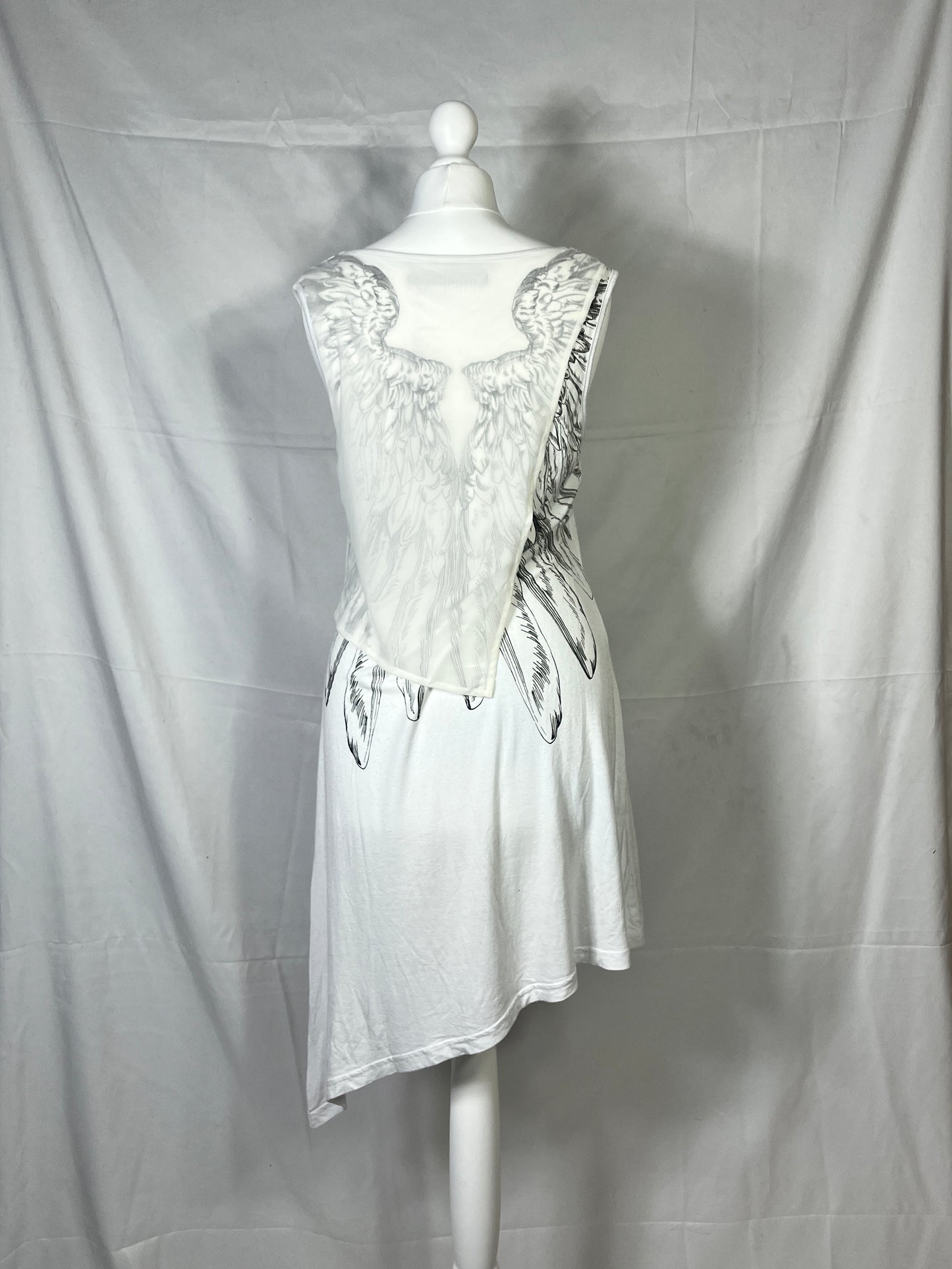 h.Naoto Graphic Print Multi-Layer Mesh Tank Top Dress