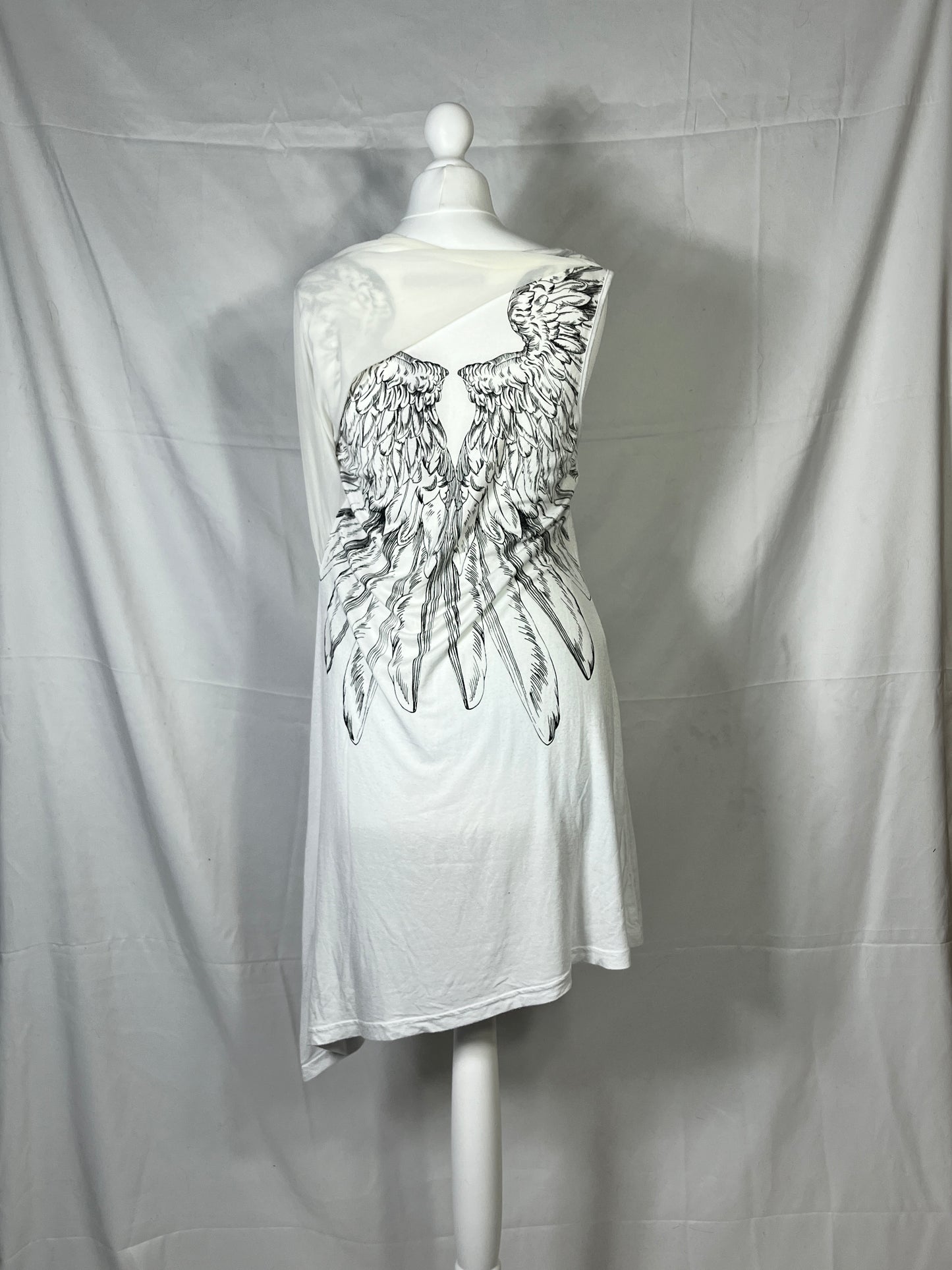 h.Naoto Graphic Print Multi-Layer Mesh Tank Top Dress