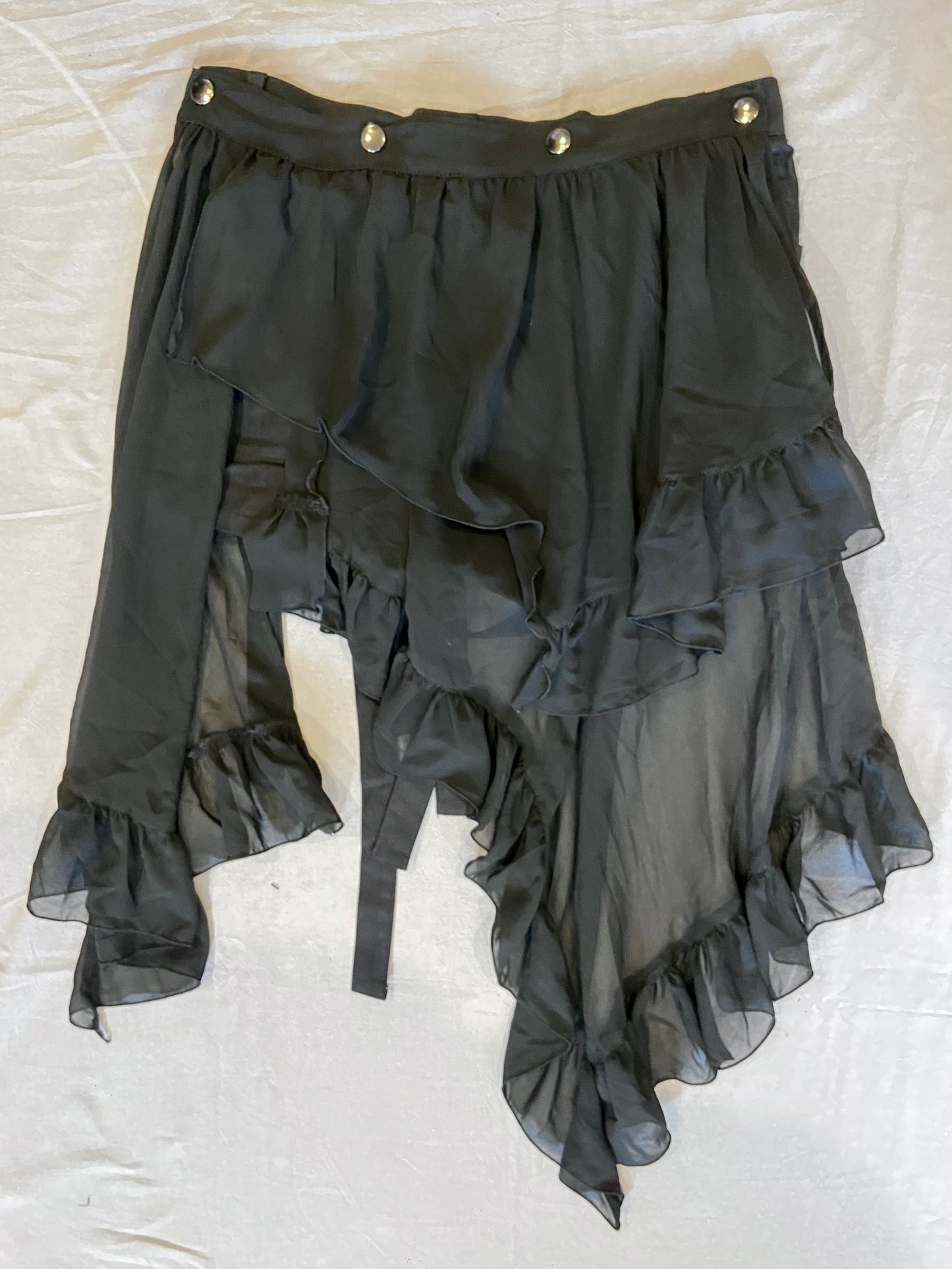 Black Peace Now Multi-Layers Strap and Mesh Skirt Shorts