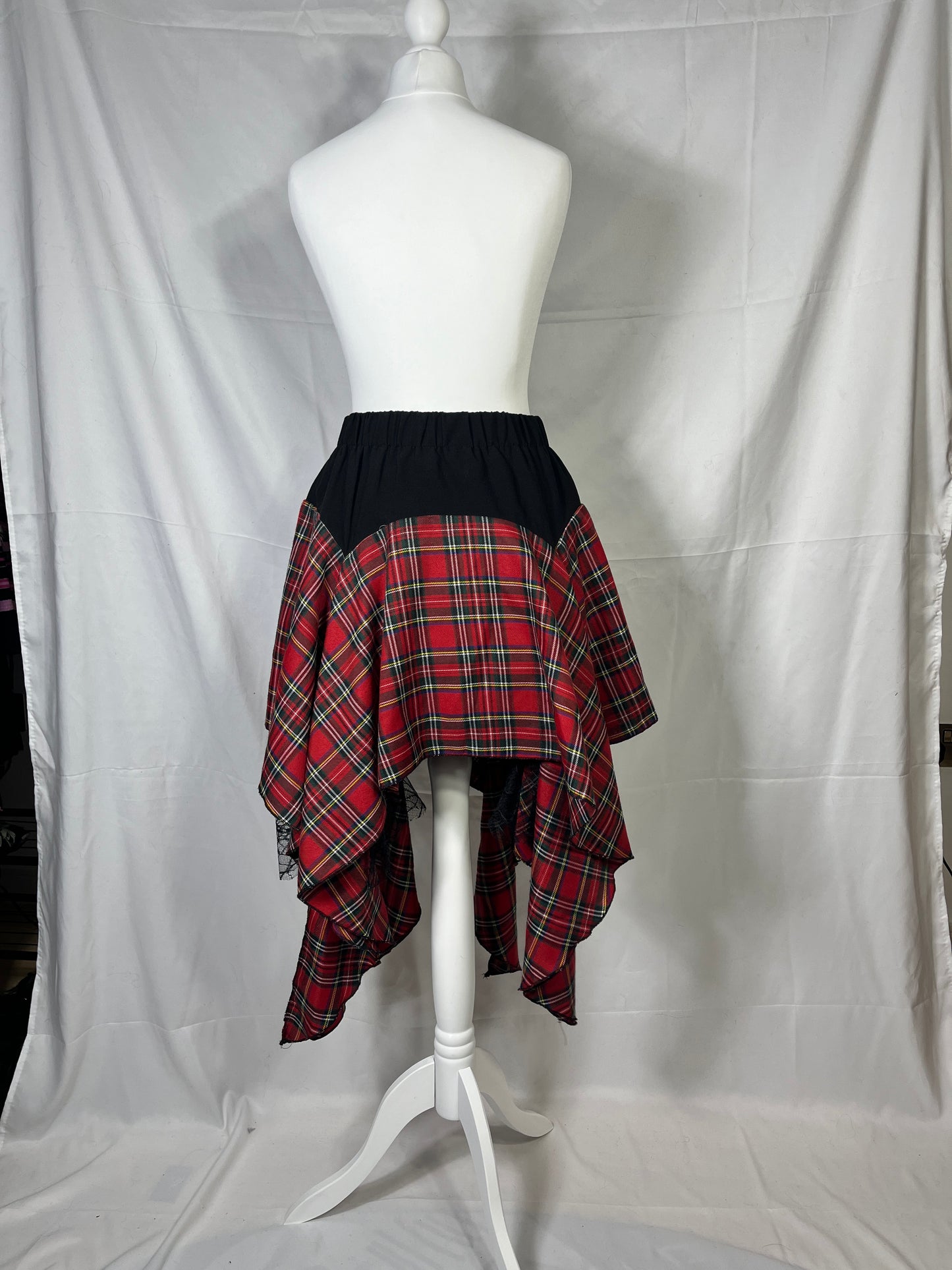 Drughoney Plaid Mesh Layer Skirt