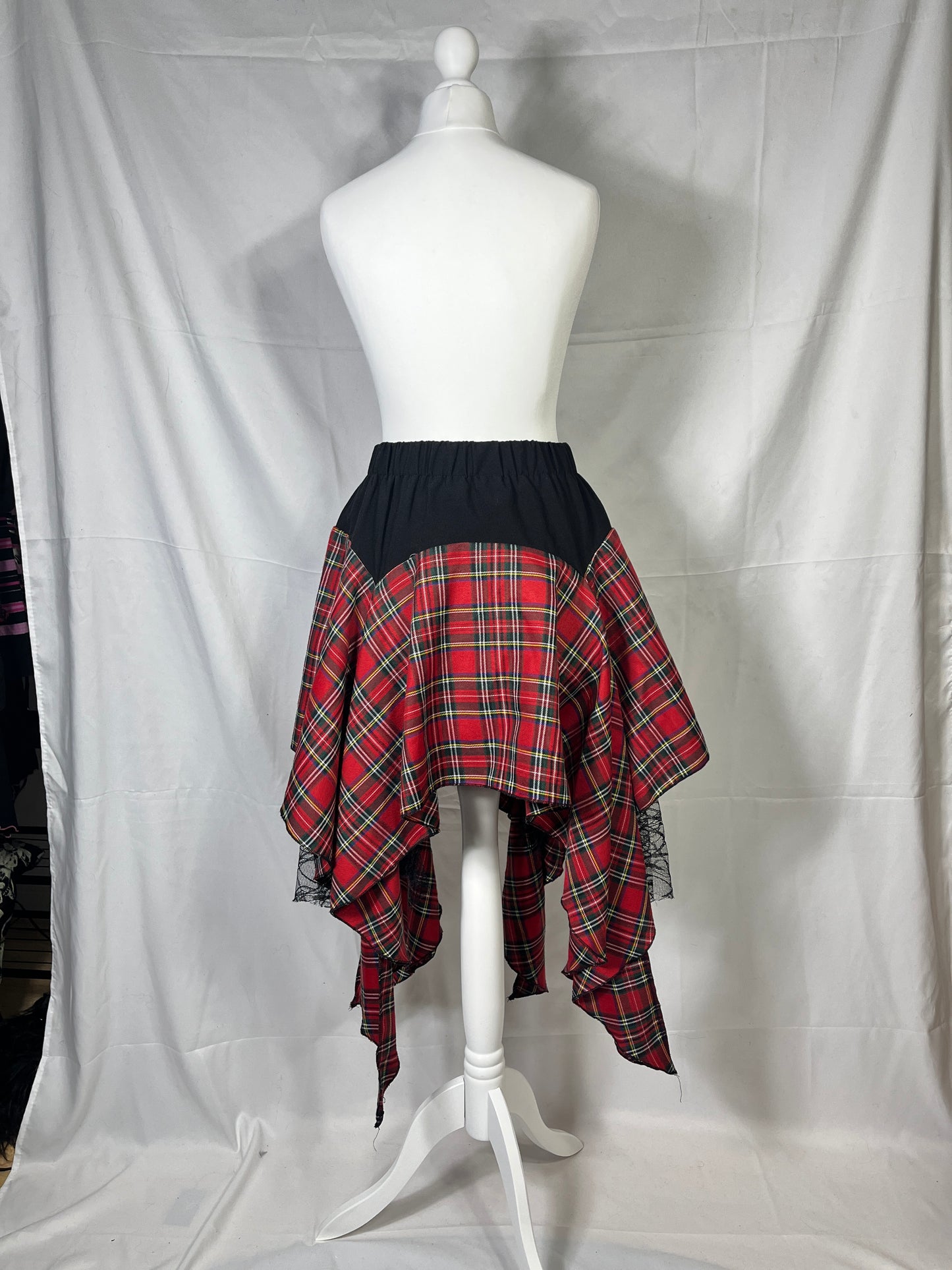 Drughoney Plaid Mesh Layer Skirt