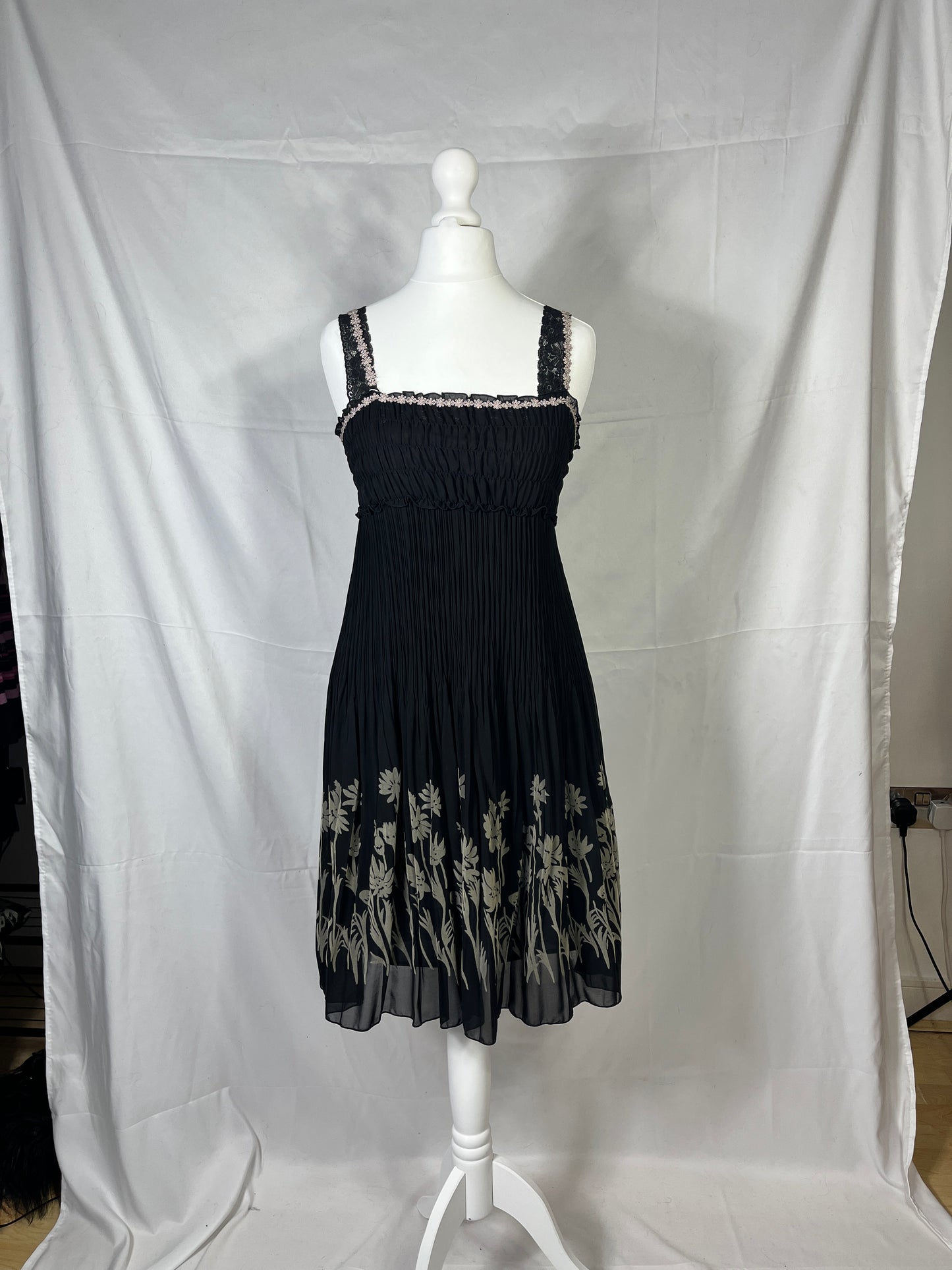 L'est Rose Floral Mesh Tank Top Dress