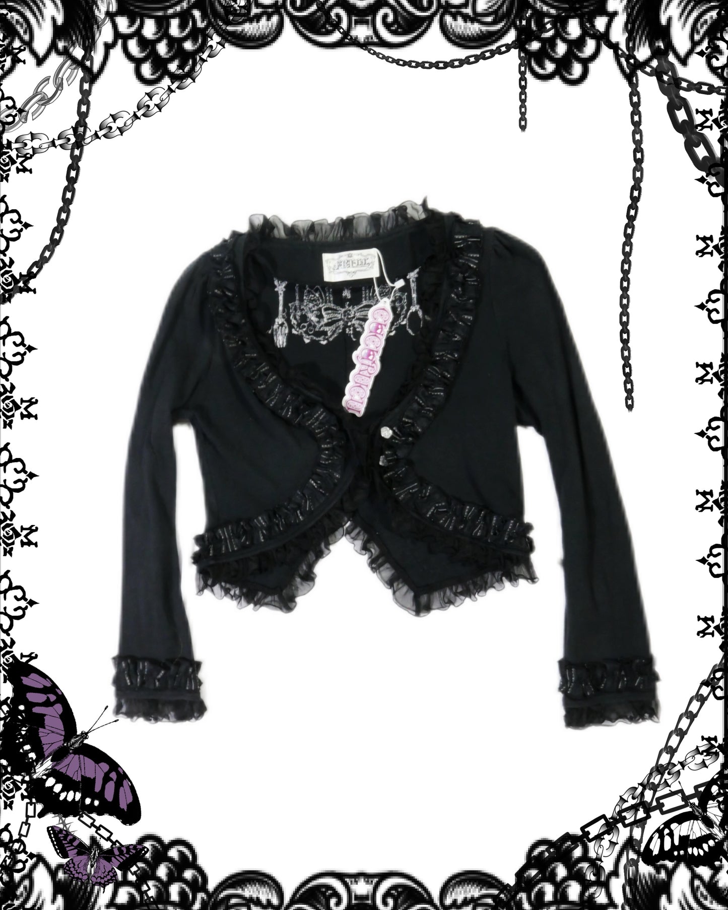 h.Naoto Frill Lace Crop Cardigan