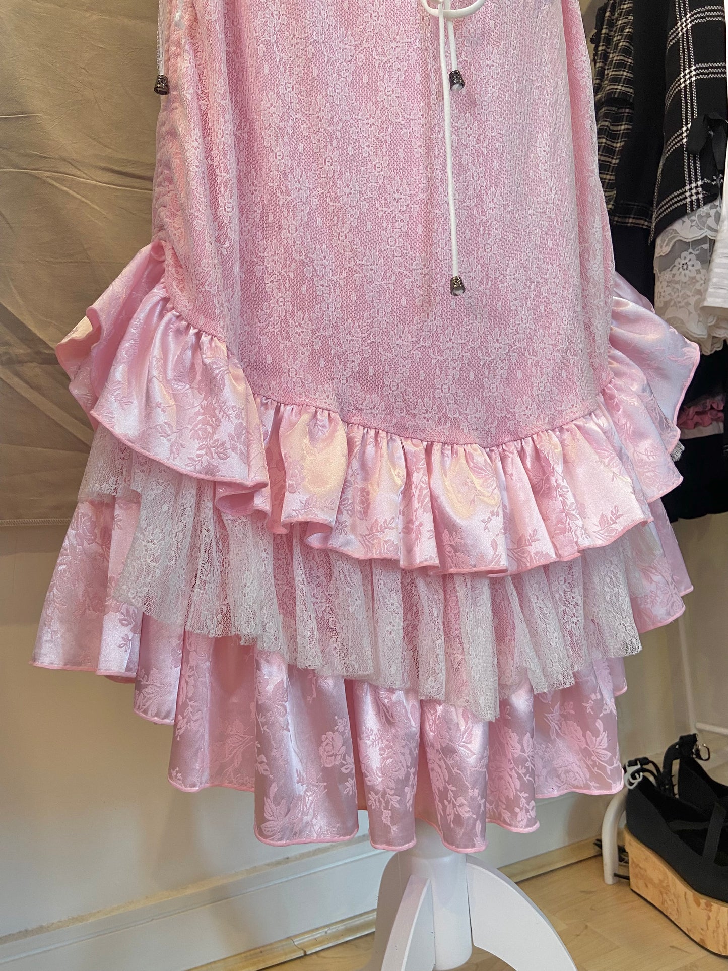 Qutie Frash Pink Ruffle Lace Maxi Skirt