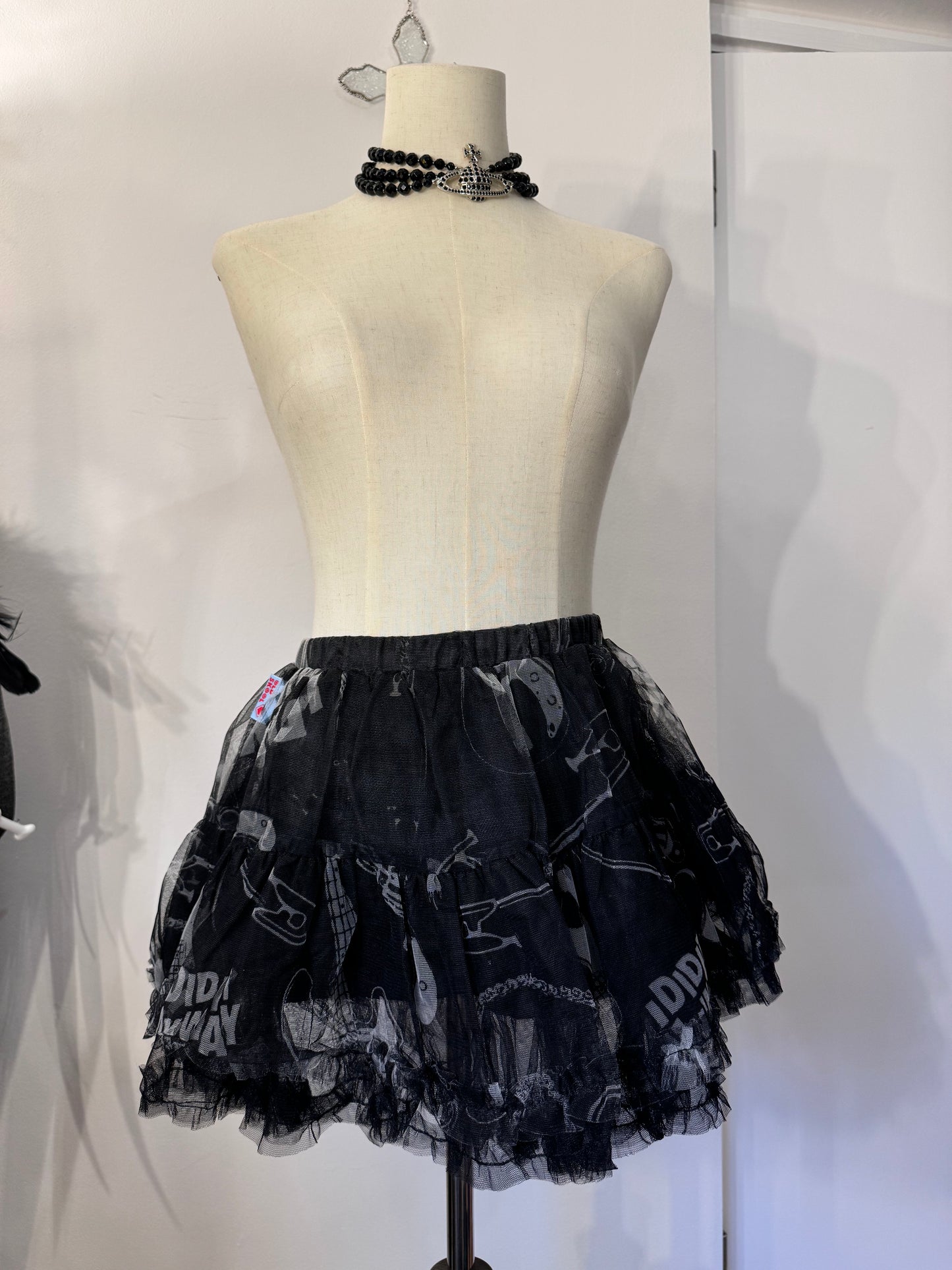 Mesh Letter Print Skirt
