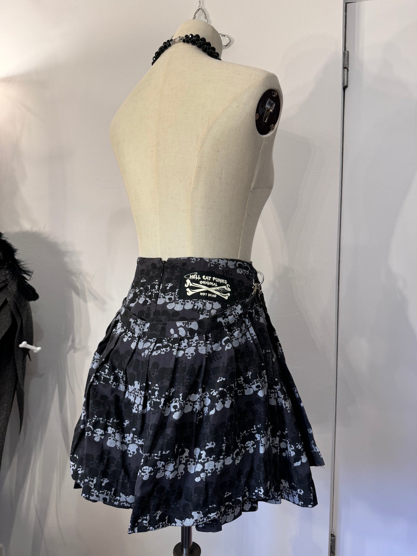 Hell Cat Punks Double-Layers Skull Print Skirt