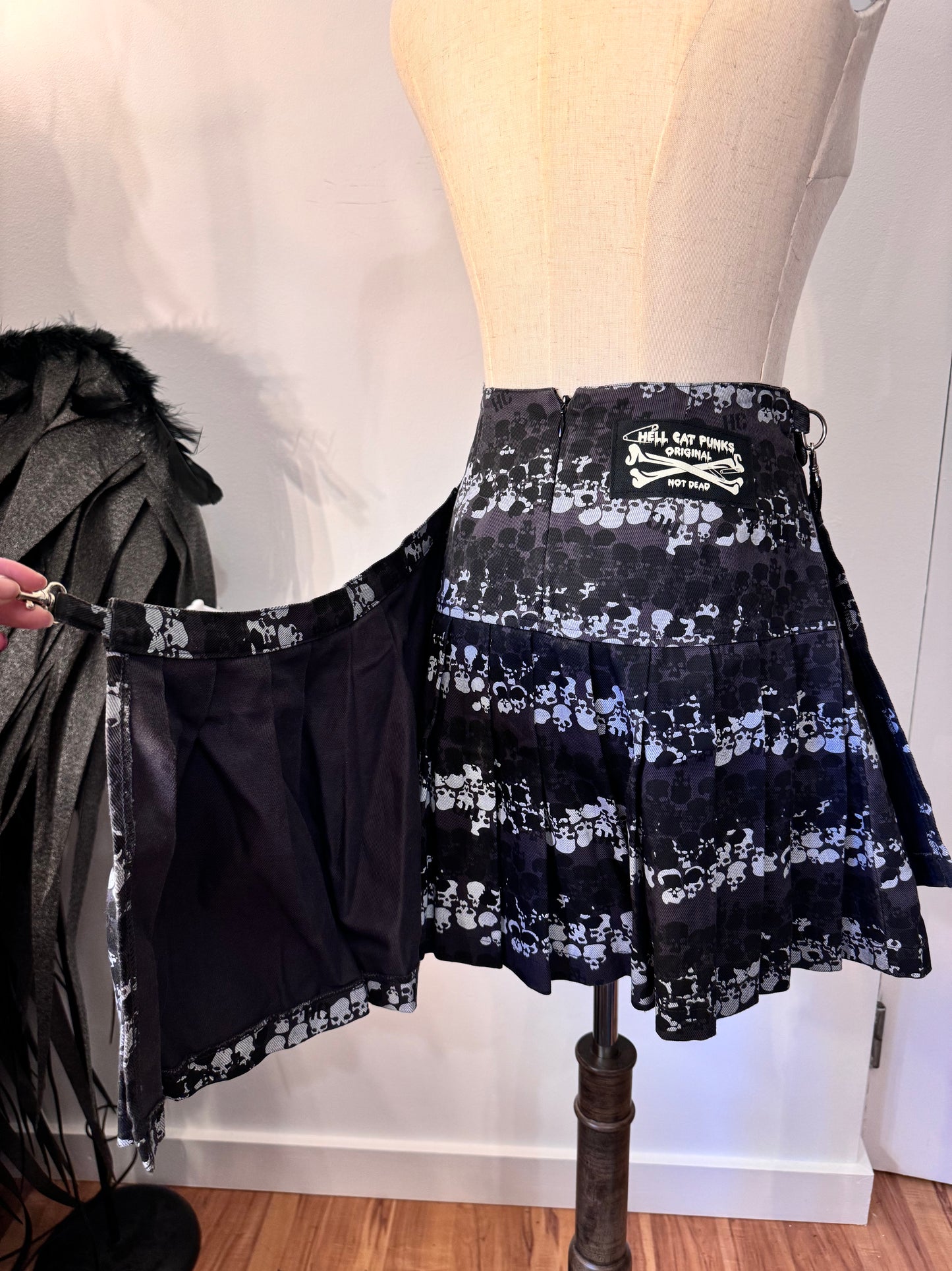 Hell Cat Punks Double-Layers Skull Print Skirt