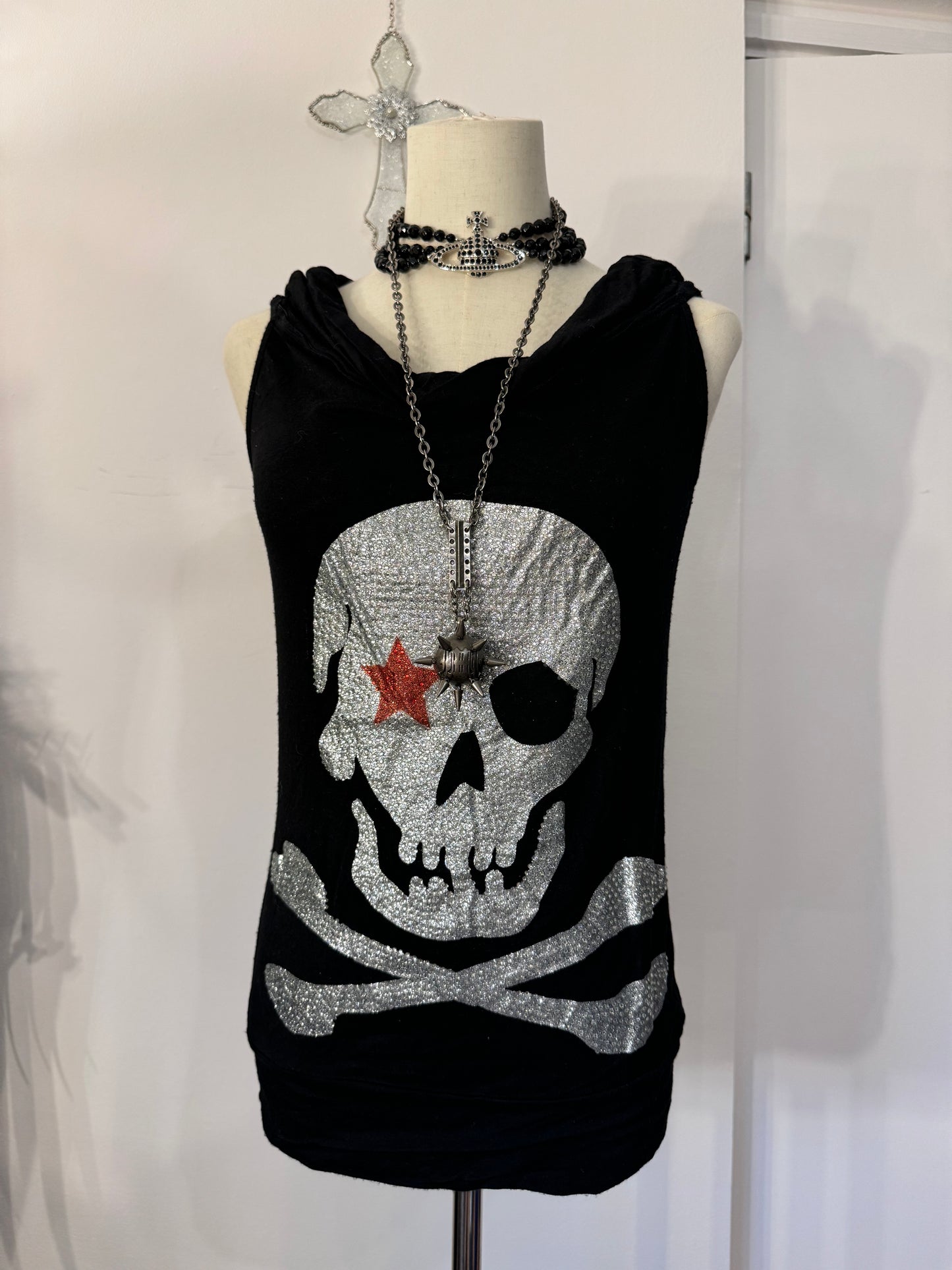 Glavil Skull Print Gem Tank Top