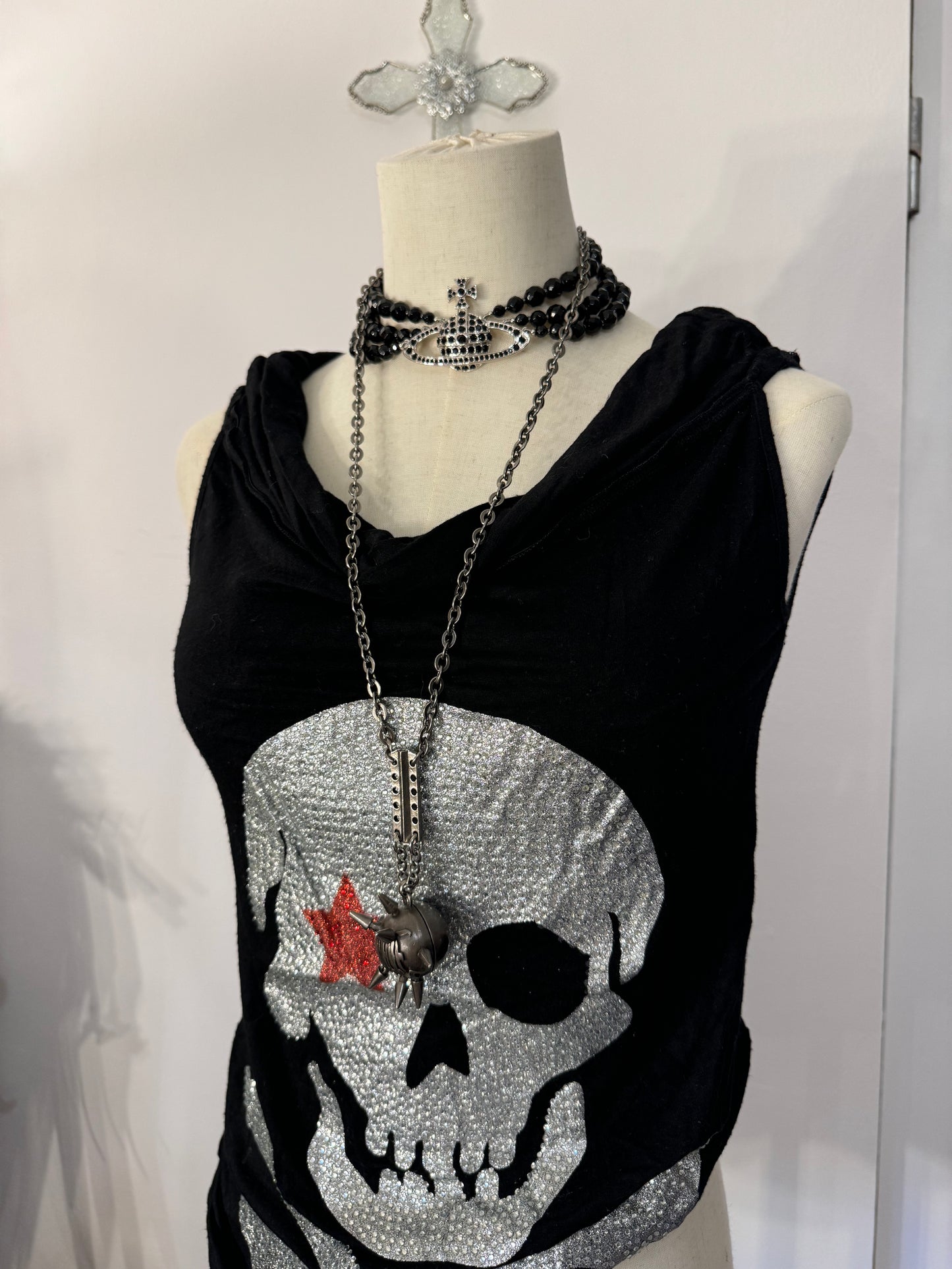 Glavil Skull Print Gem Tank Top