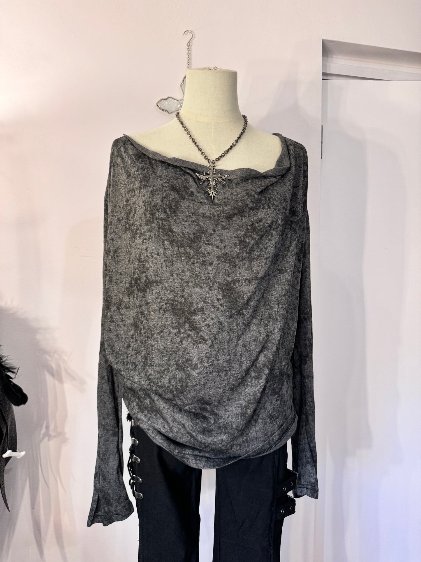 Seana Draped Collar Long-Sleeves