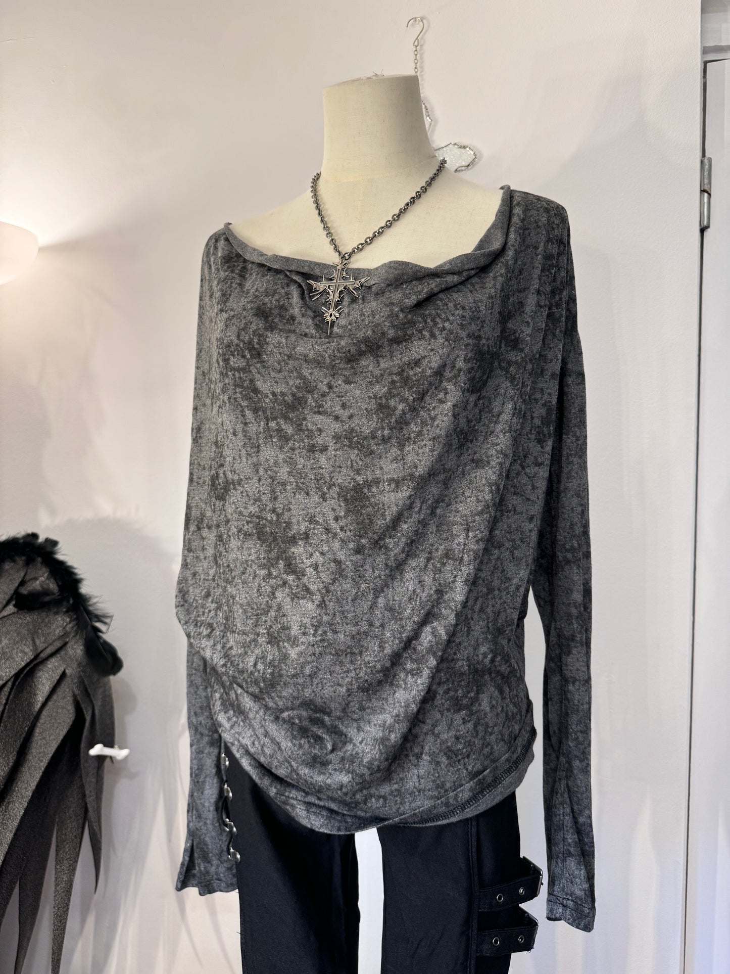 Seana Draped Collar Long-Sleeves