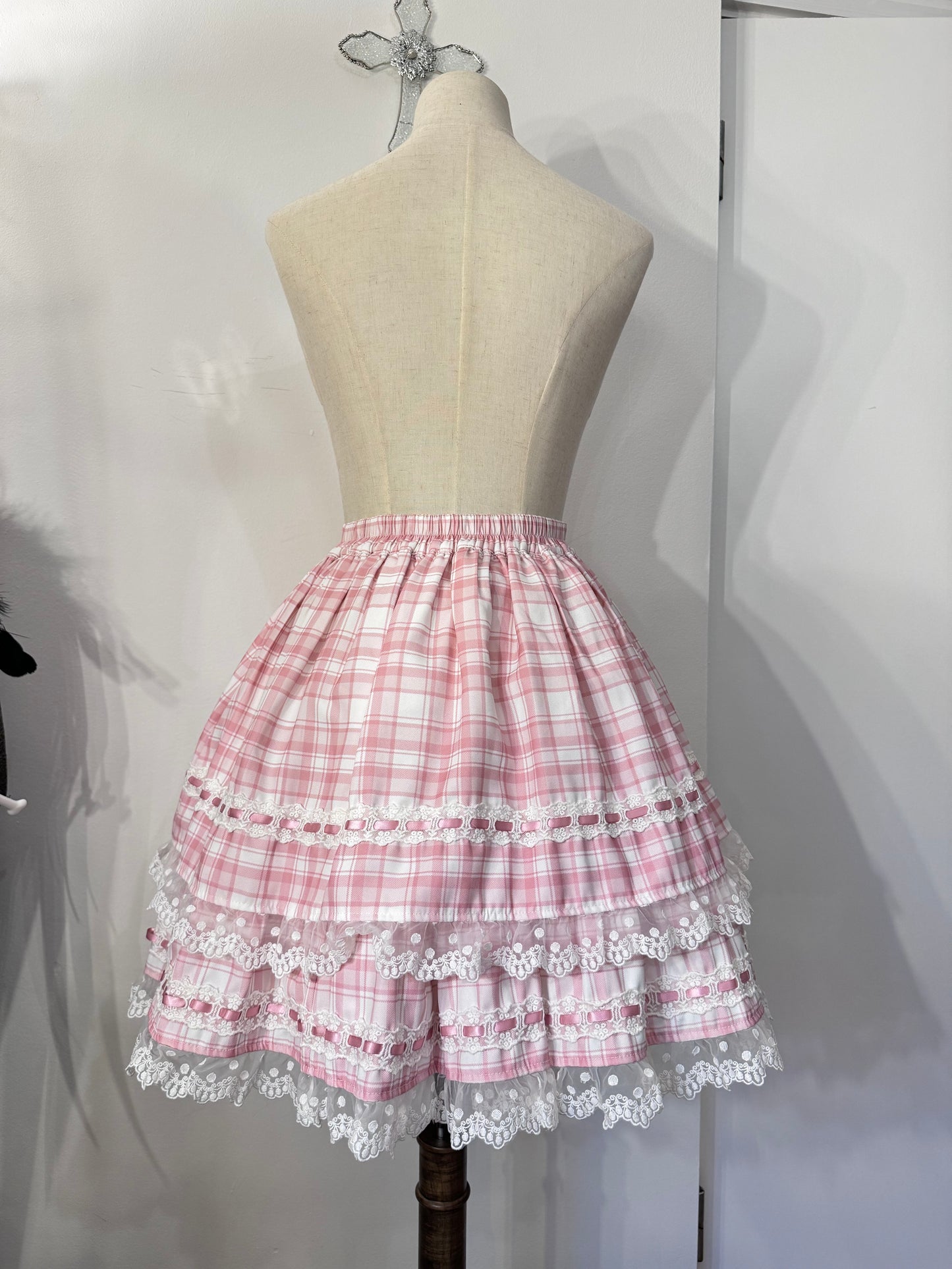 To Alice Pink Ruffle Double-Layer Skirt