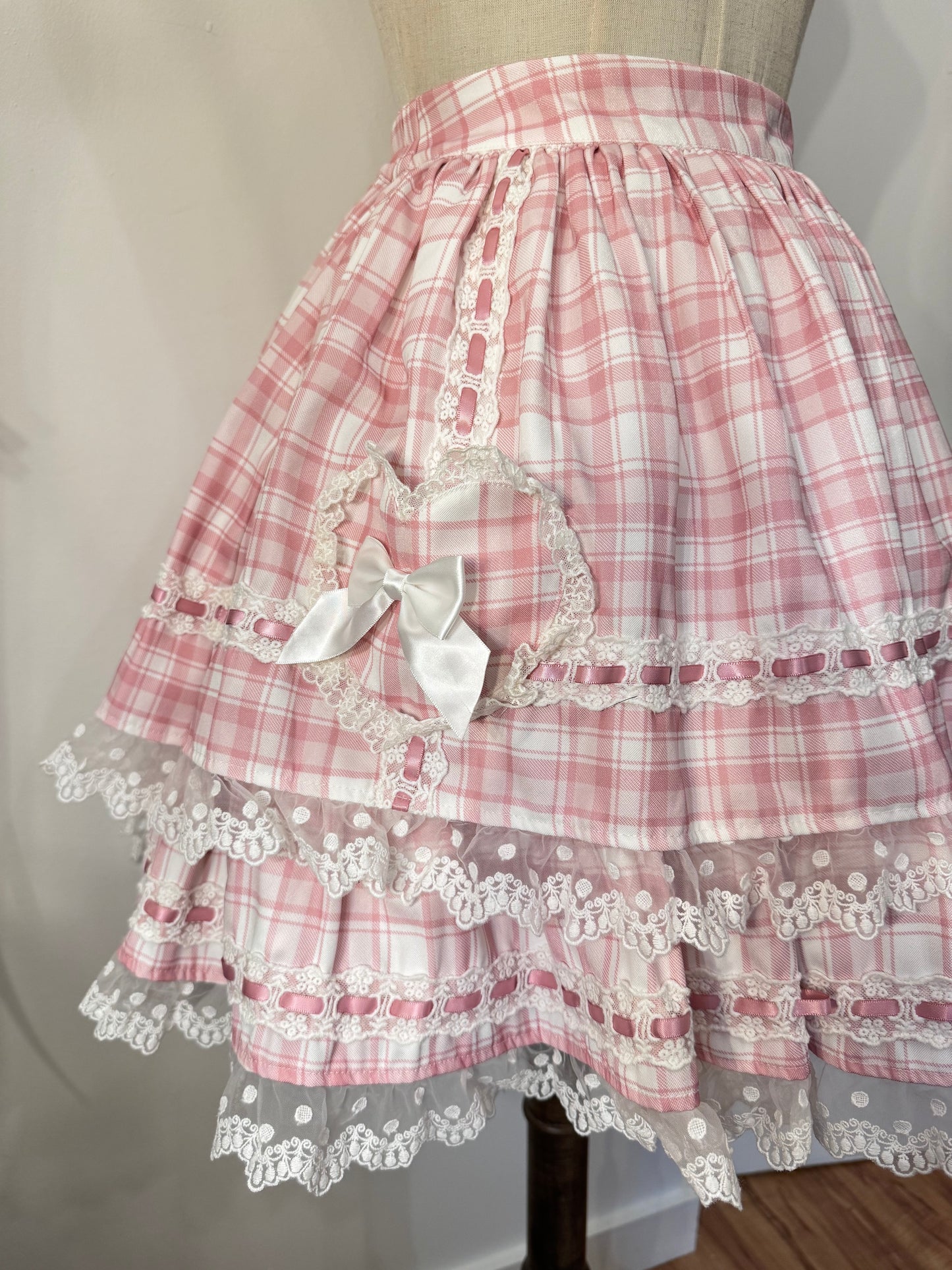 To Alice Pink Ruffle Double-Layer Skirt