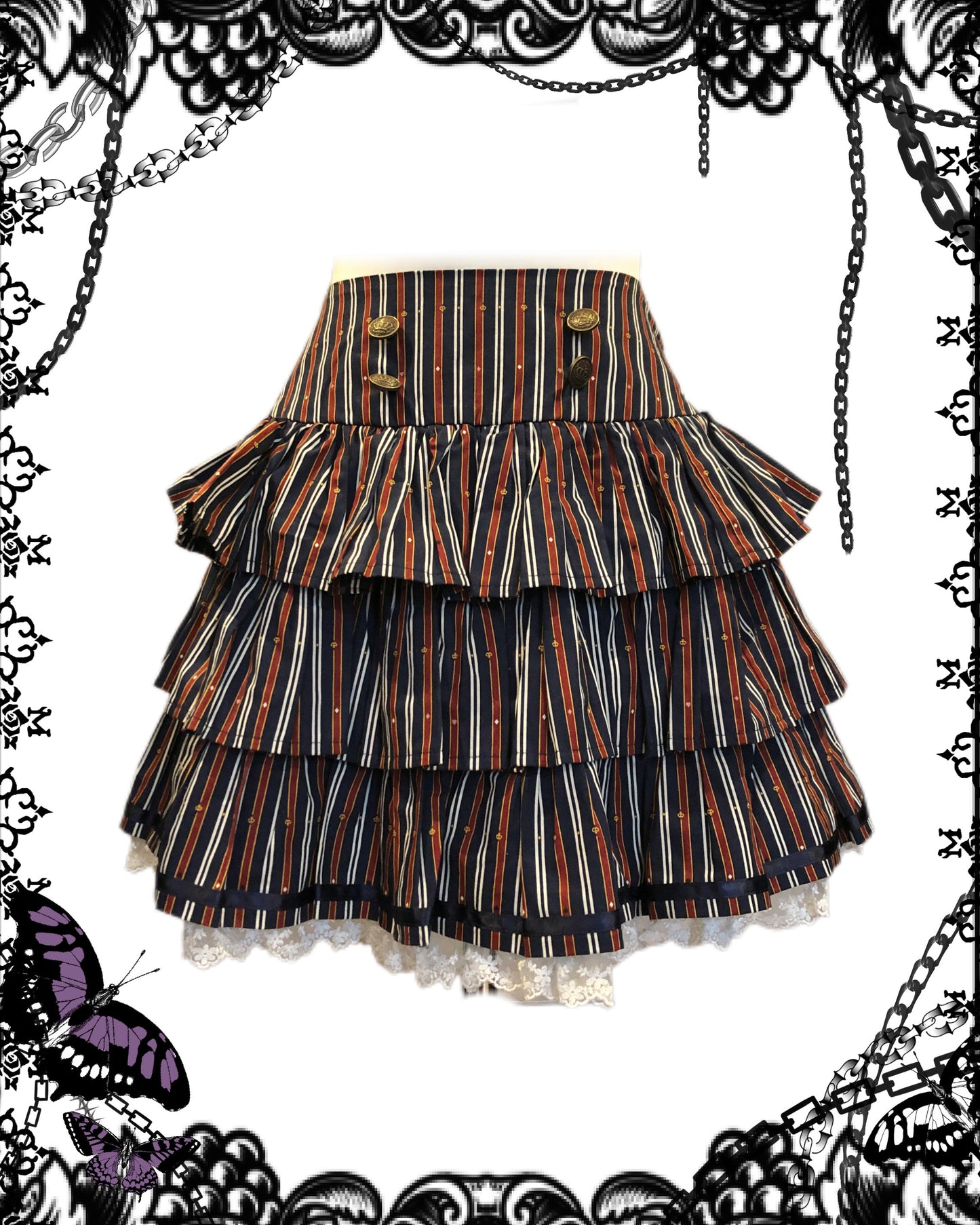Putumayo Multi-Layers Mesh Stripe Skirt