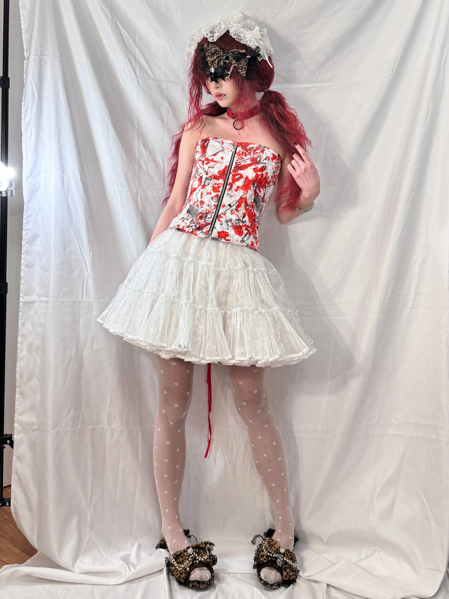 Dangerous Nude Pill and Blood Print Corset