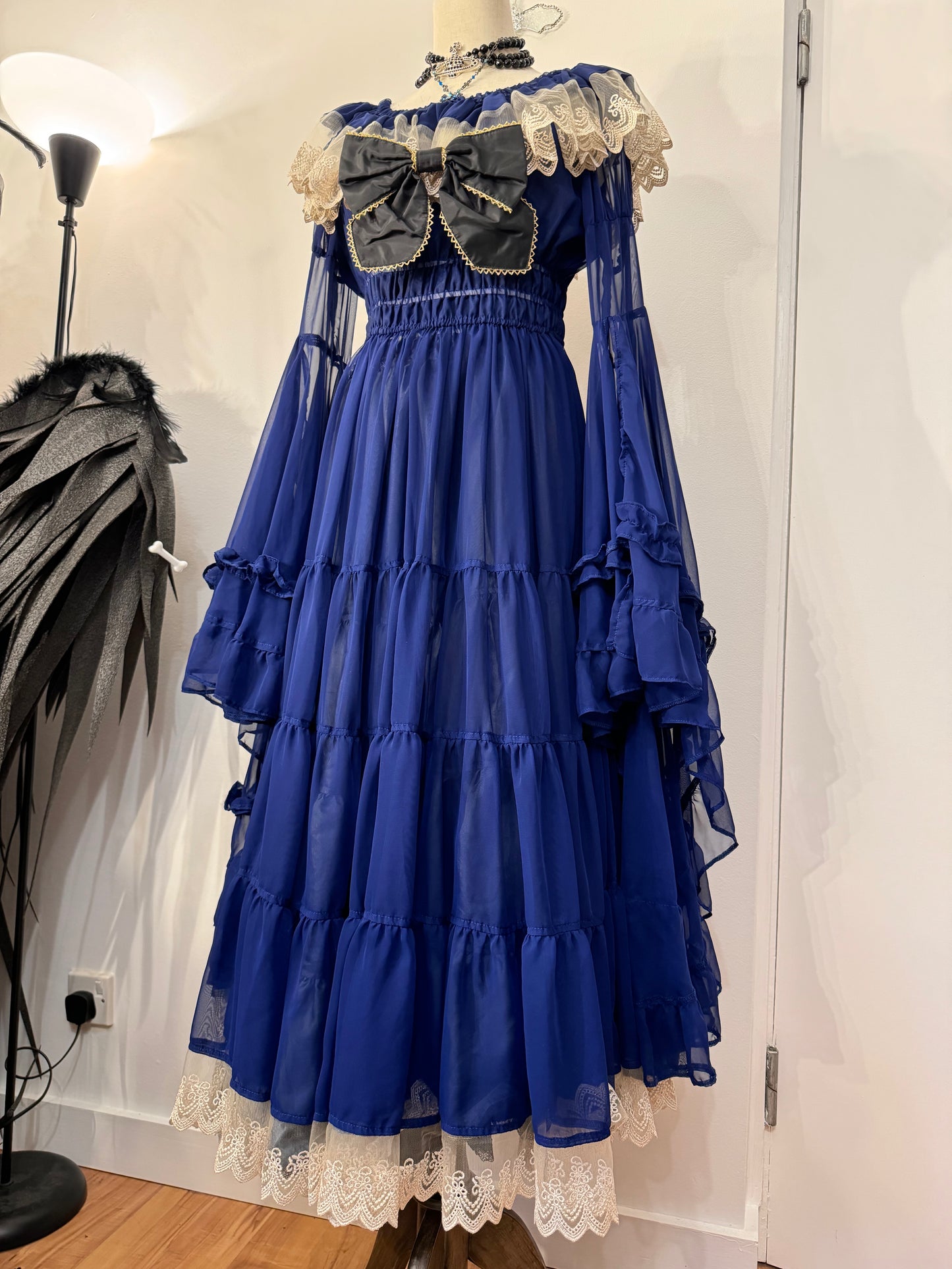 Triple Fortune Blue Mesh Ruffle Dress