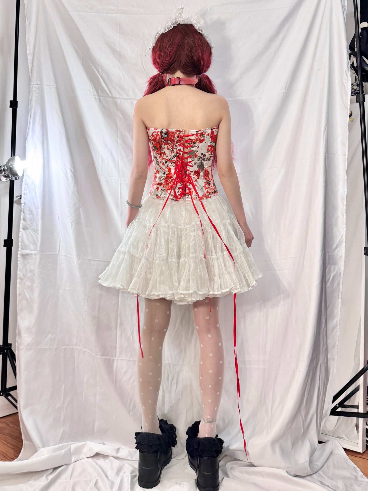Dangerous Nude Pill and Blood Print Corset