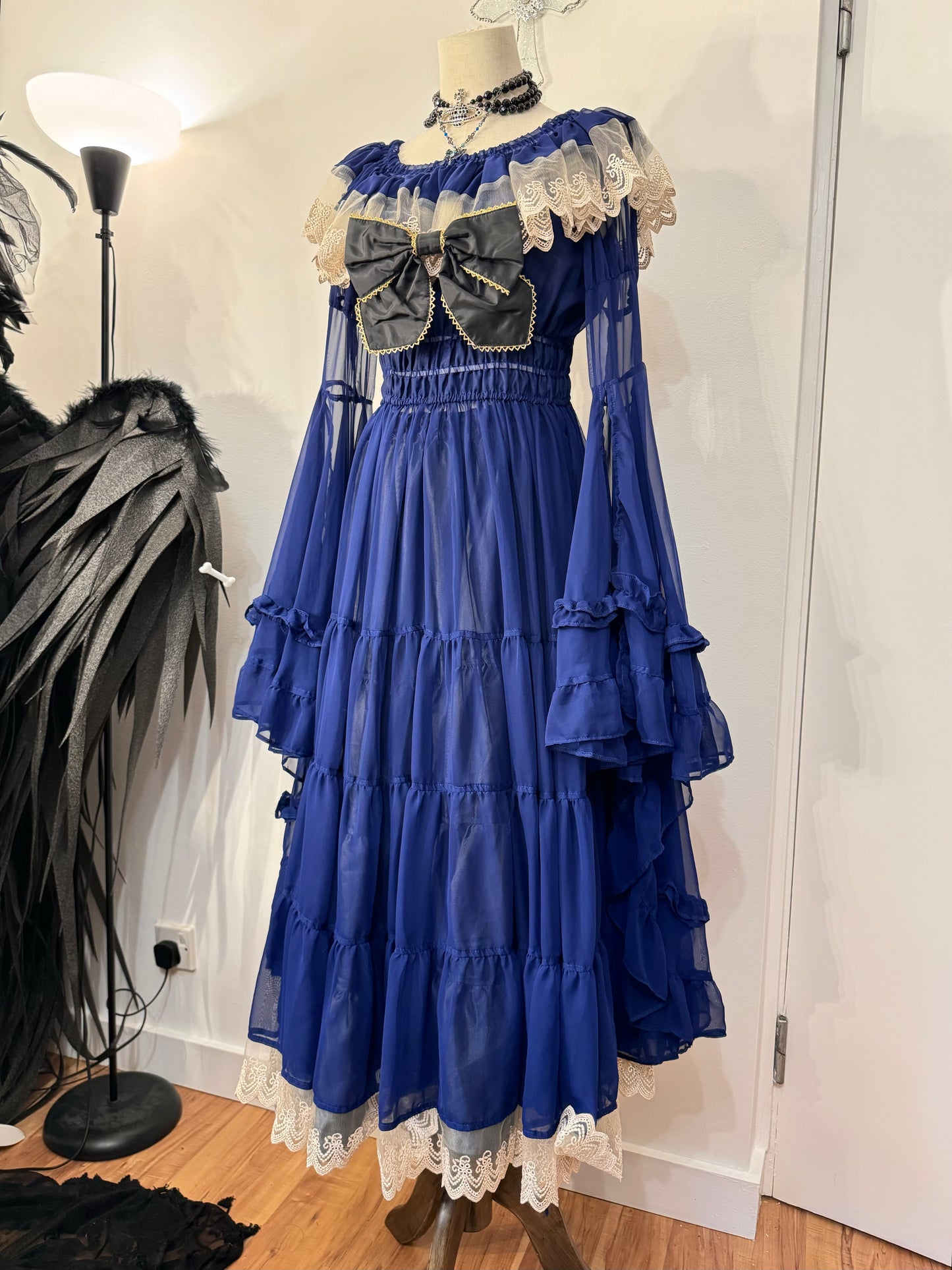 Triple Fortune Blue Mesh Ruffle Dress