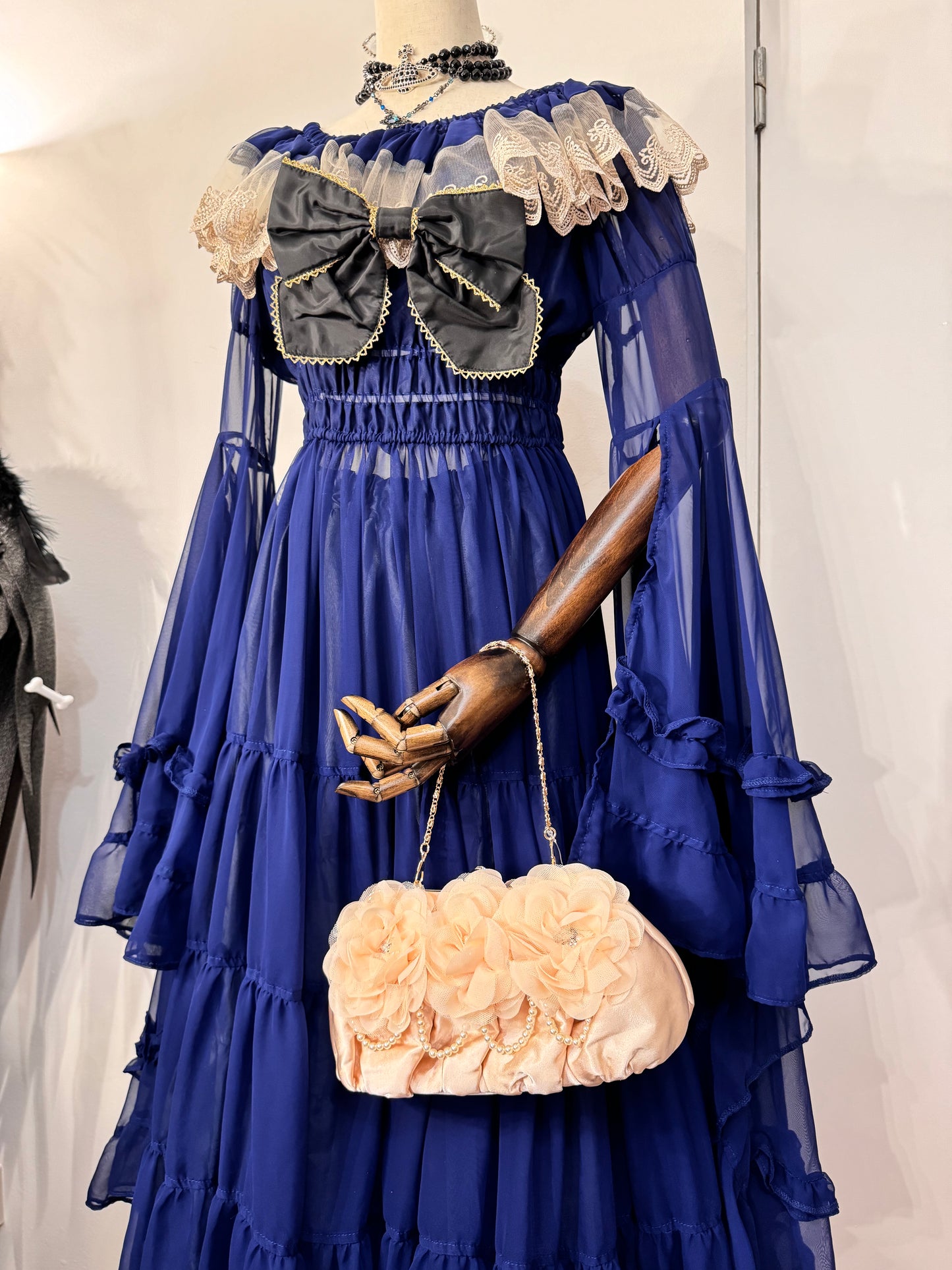 Triple Fortune Blue Mesh Ruffle Dress