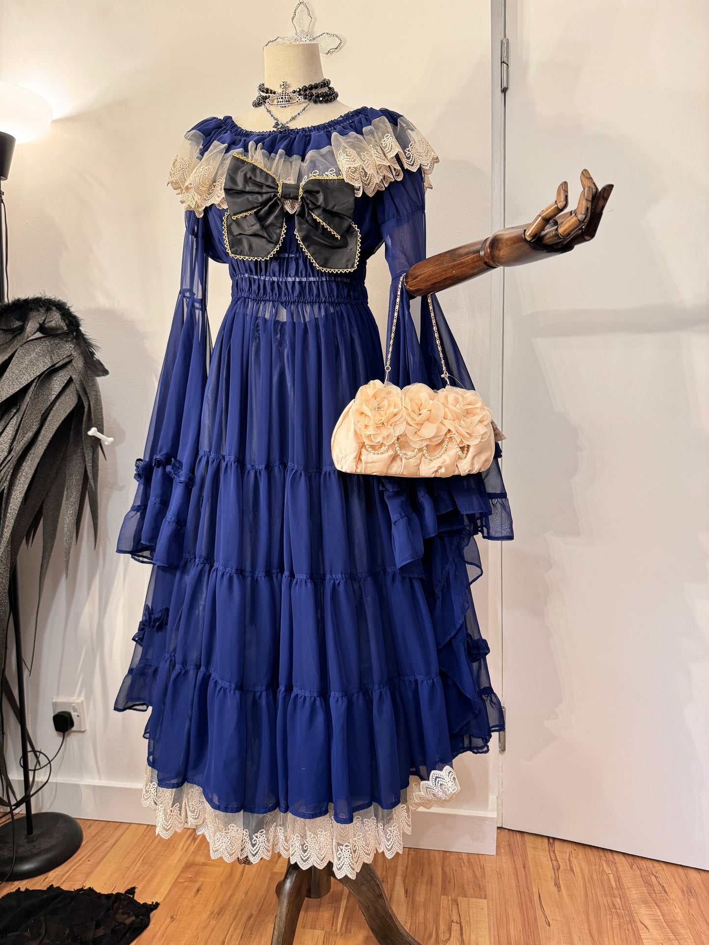 Triple Fortune Blue Mesh Ruffle Dress