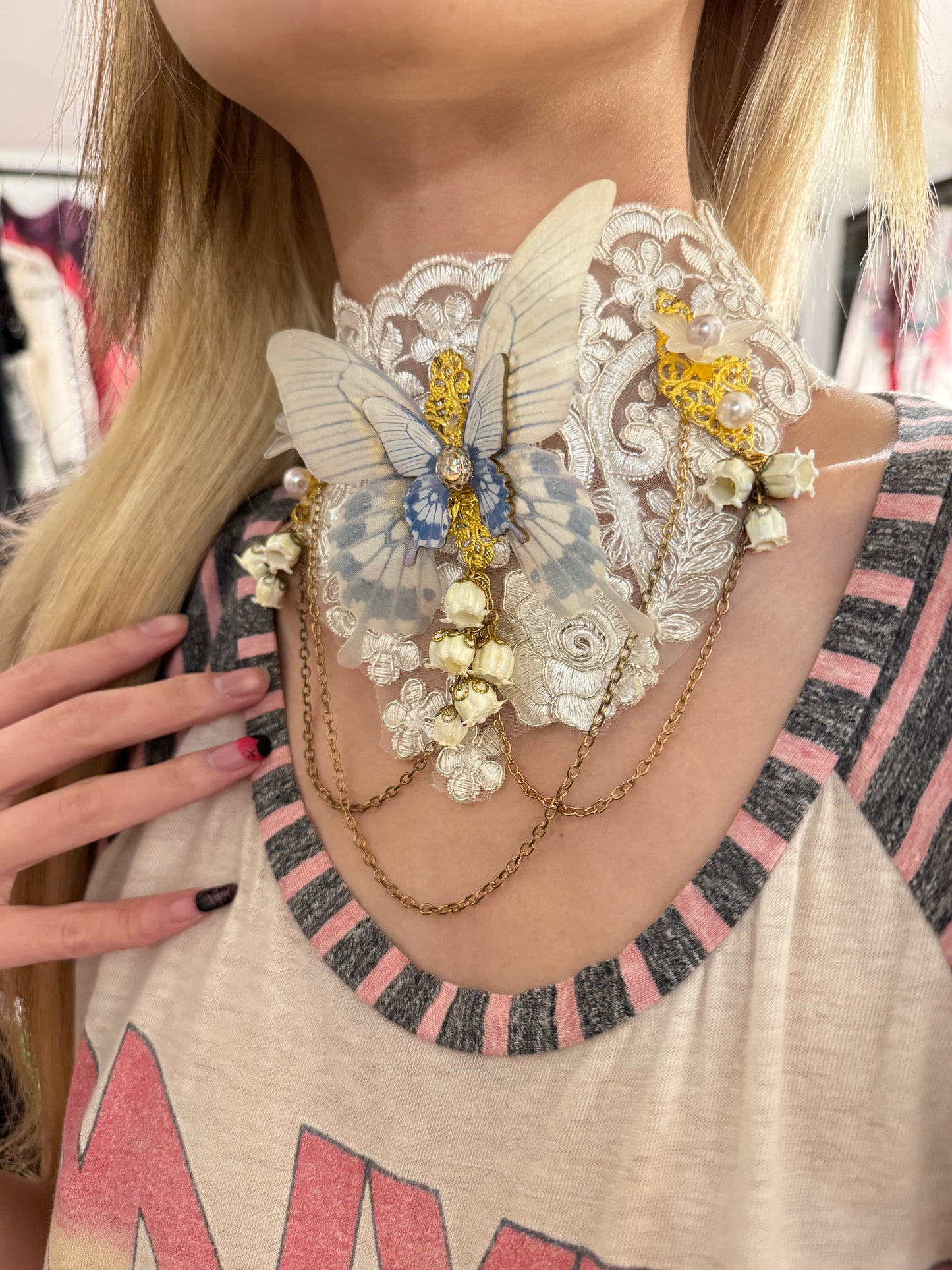 Atelier Beatrice Butterfly Embroidery Choker