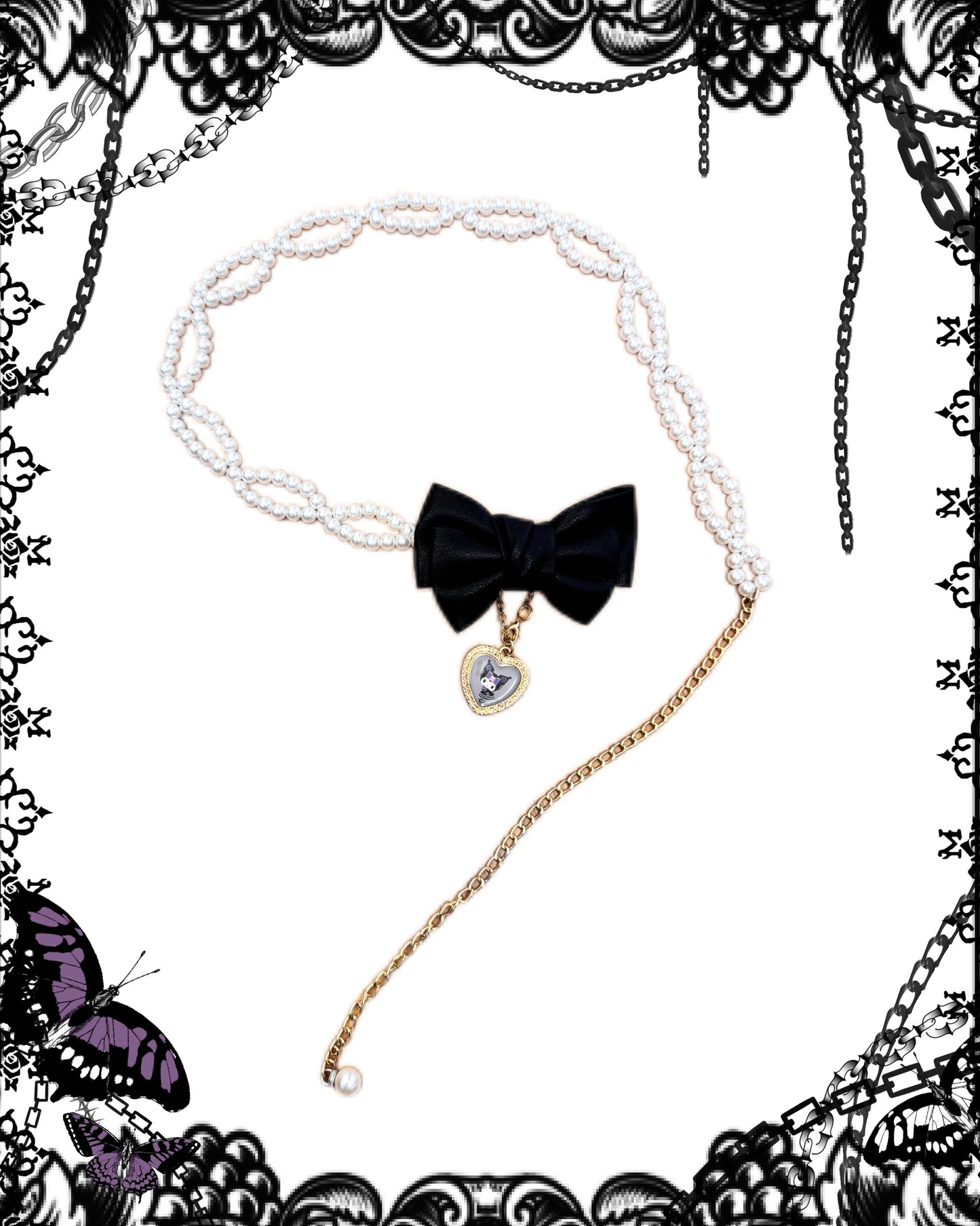 Kuromi Pendant Pearl Belt Chain