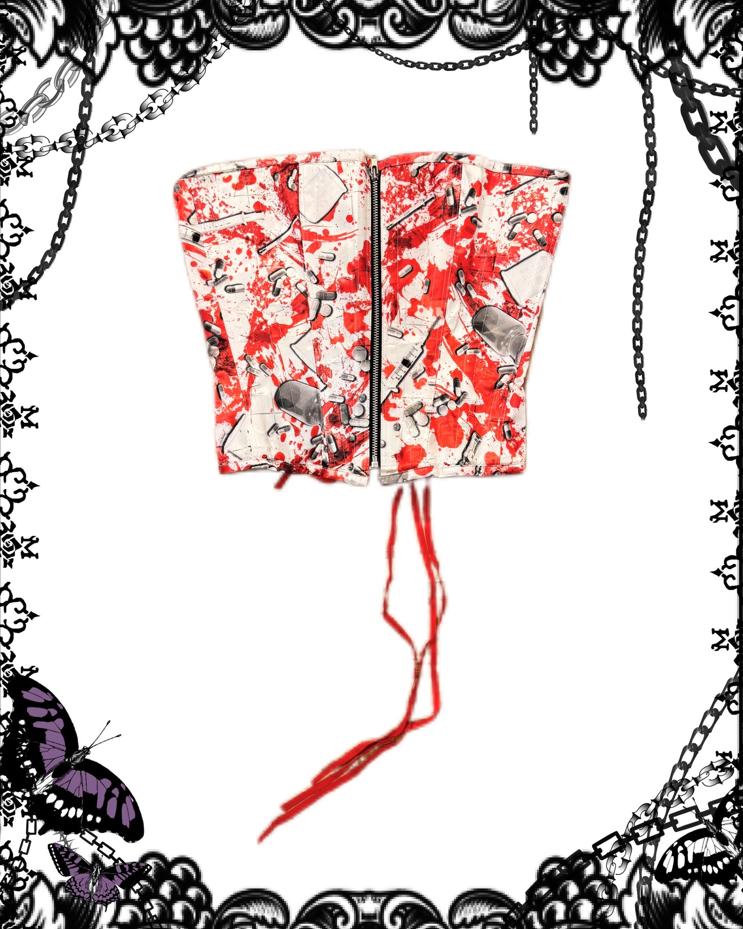 Dangerous Nude Pill and Blood Print Corset