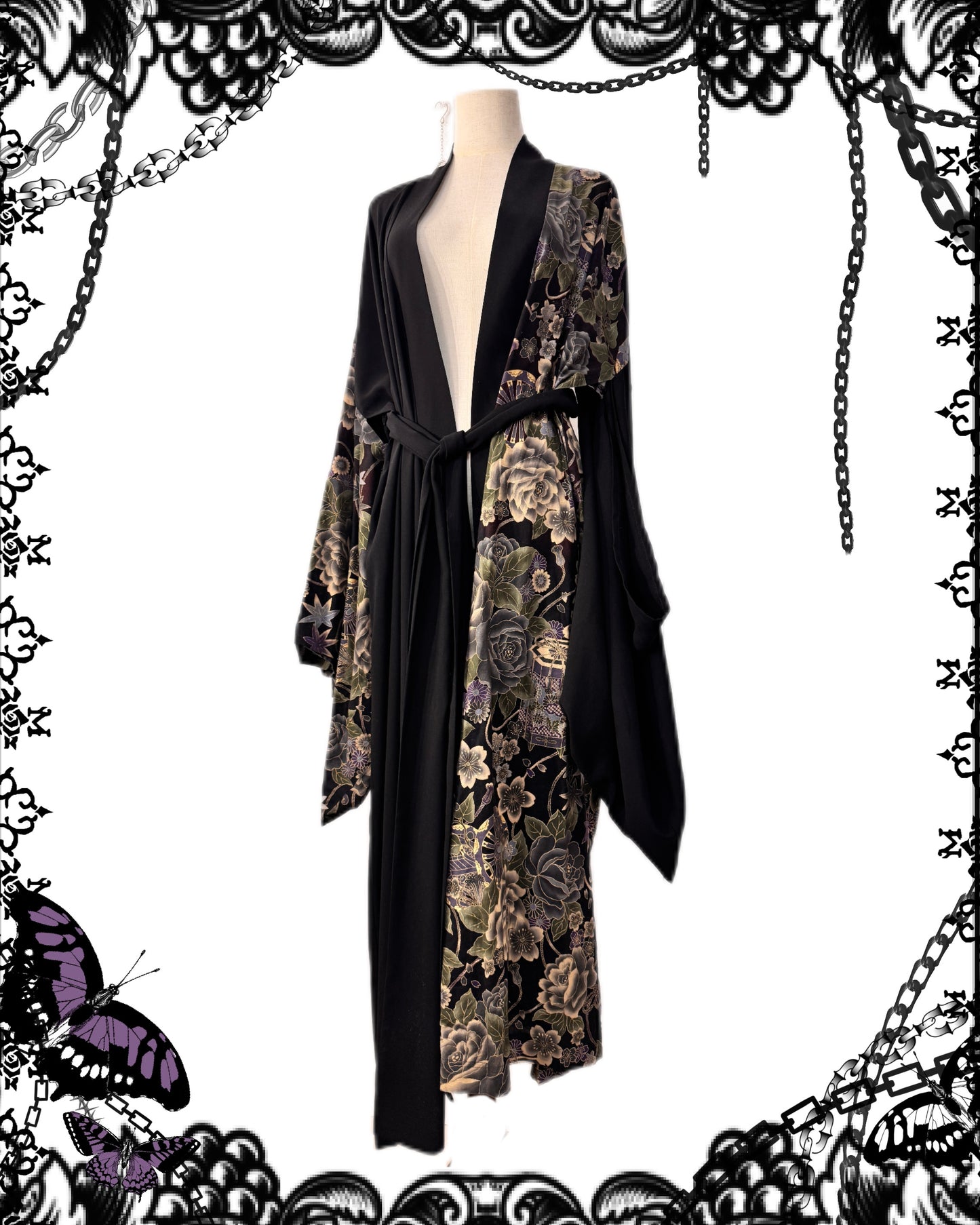 Deorart Floral Print Kimono