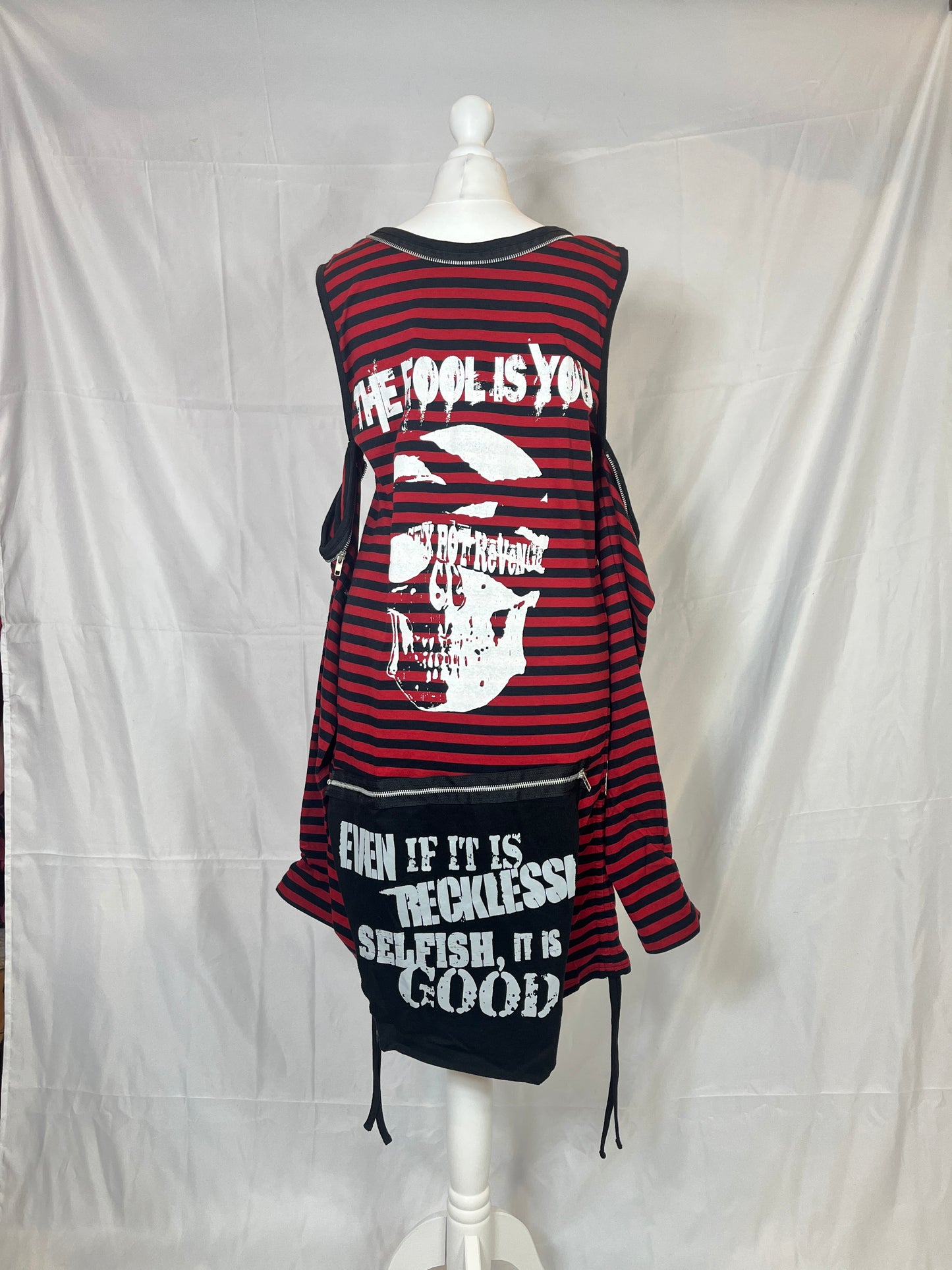 Sexpot Revenge Multi-Layers Red Stripe Print Top