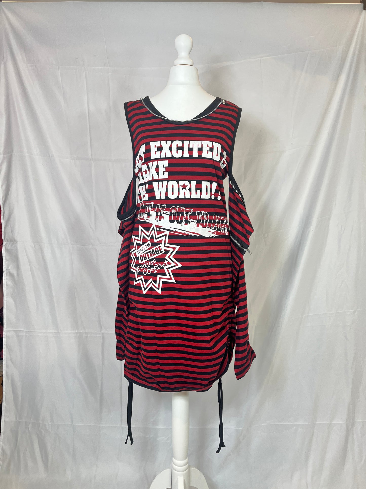 Sexpot Revenge Multi-Layers Red Stripe Print Top