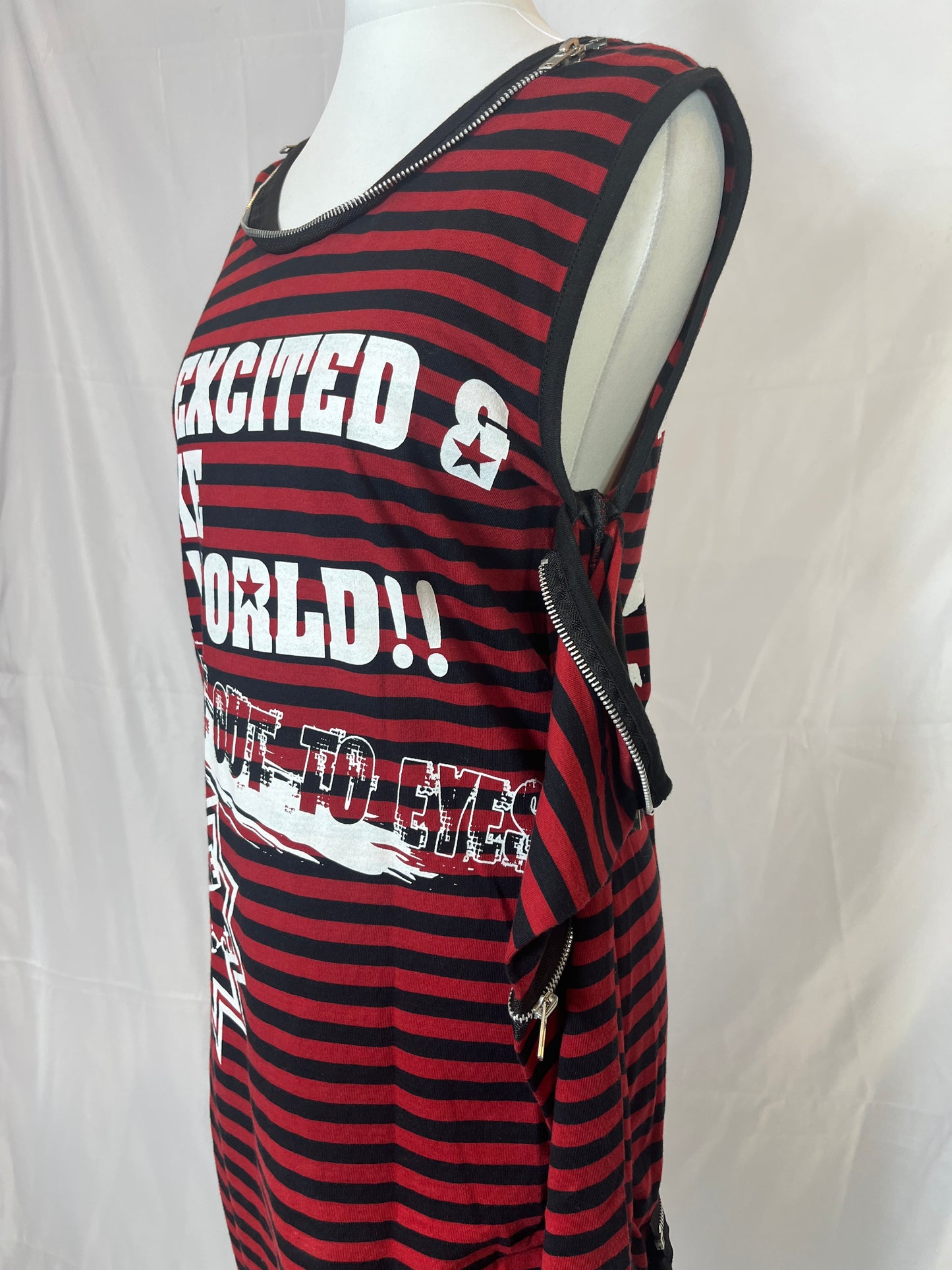 Sexpot Revenge Multi-Layers Red Stripe Print Top