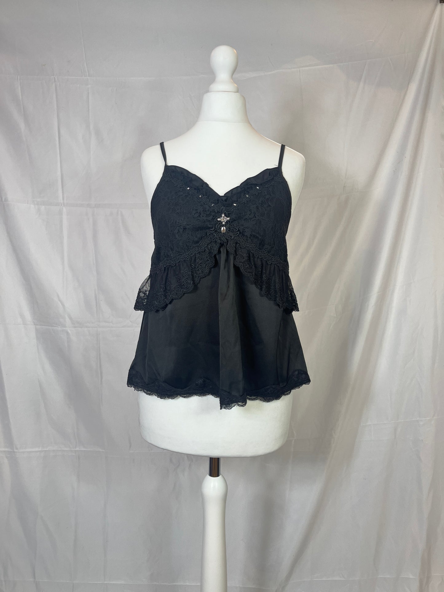 Axes Femme Black Lace Tank Top