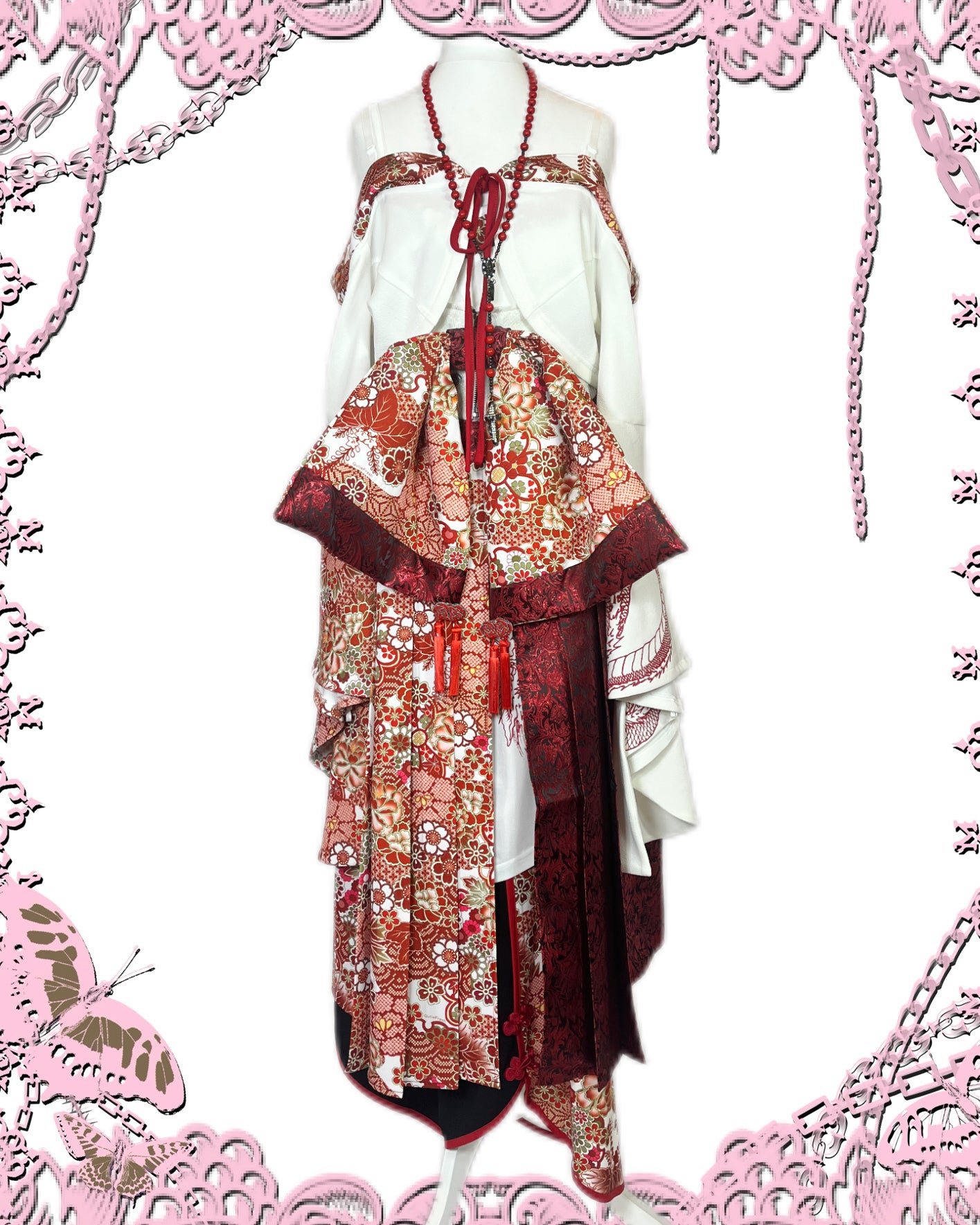 Qutie Frash Red Floral Kimono 5P Set