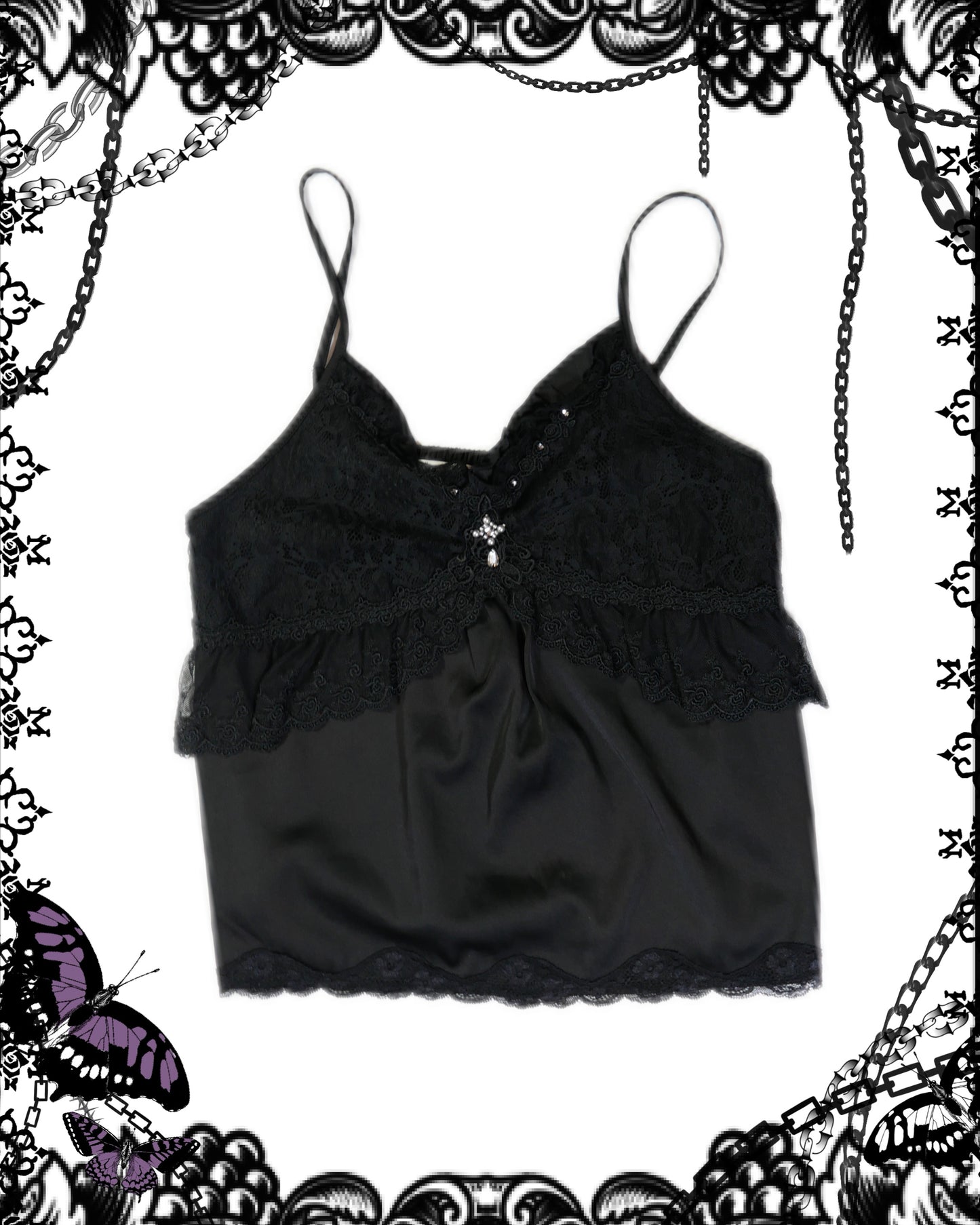 Axes Femme Black Lace Tank Top