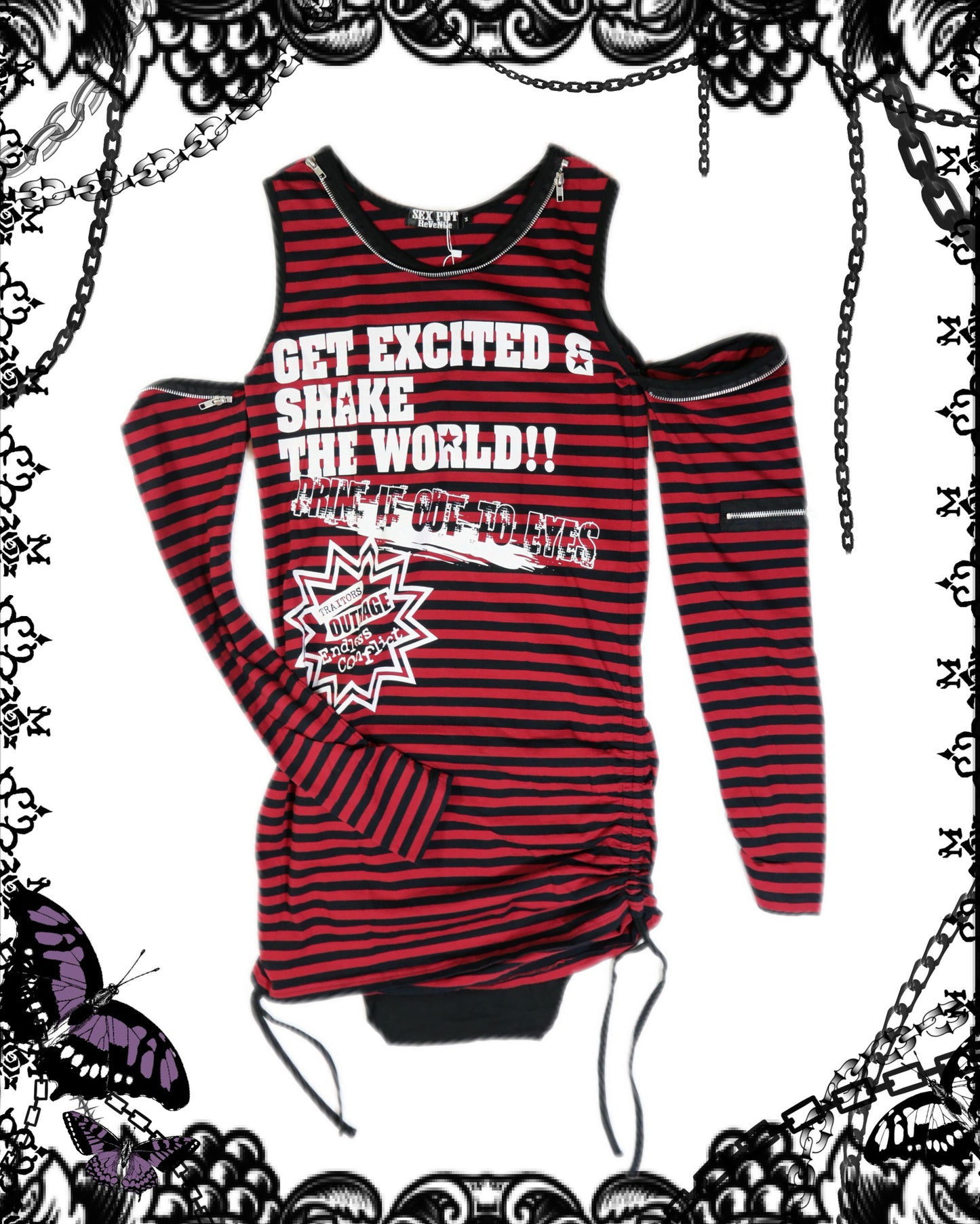 Sexpot Revenge Multi-Layers Red Stripe Print Top