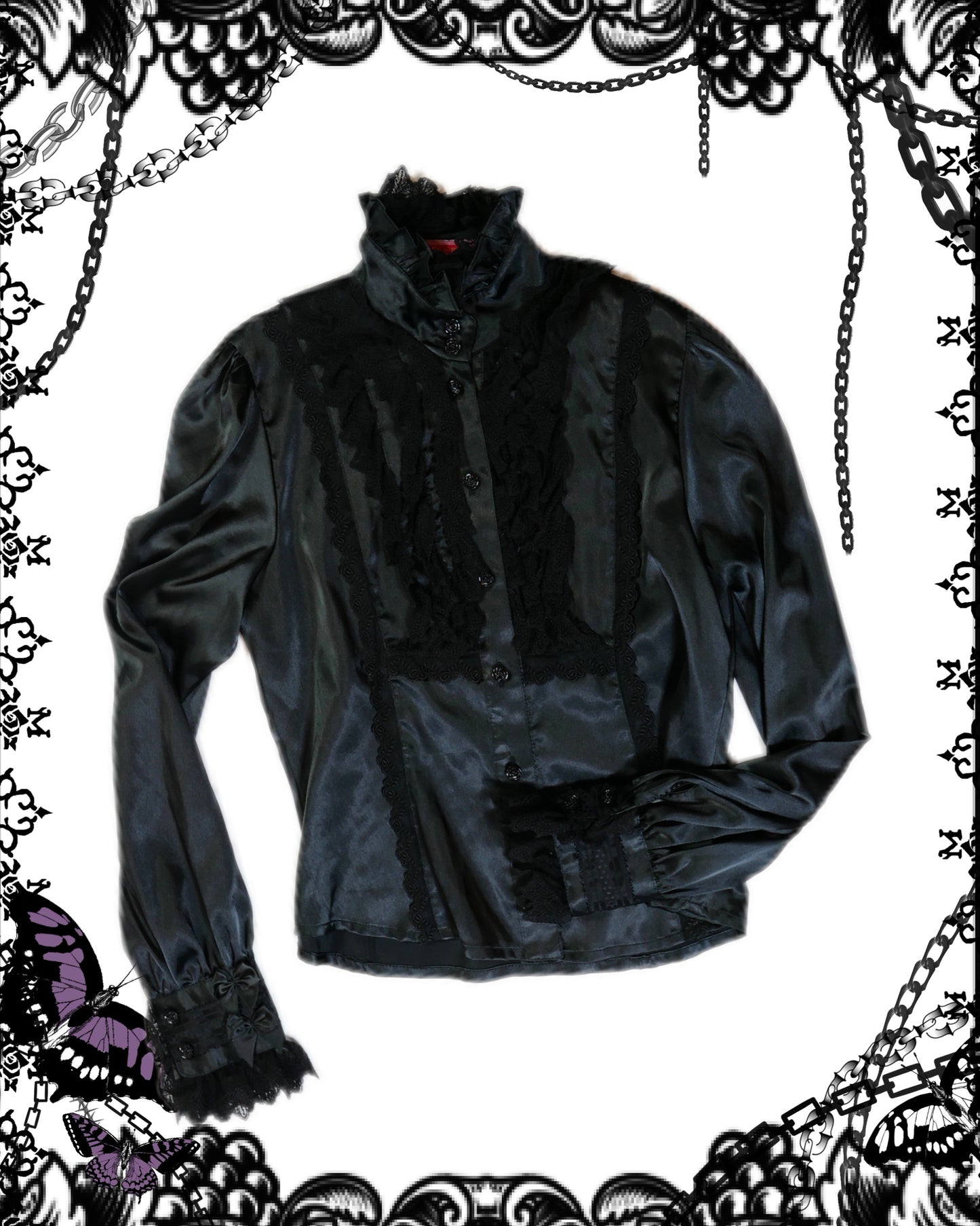 Baby the Stars Shine Bright Black Lace Button Up