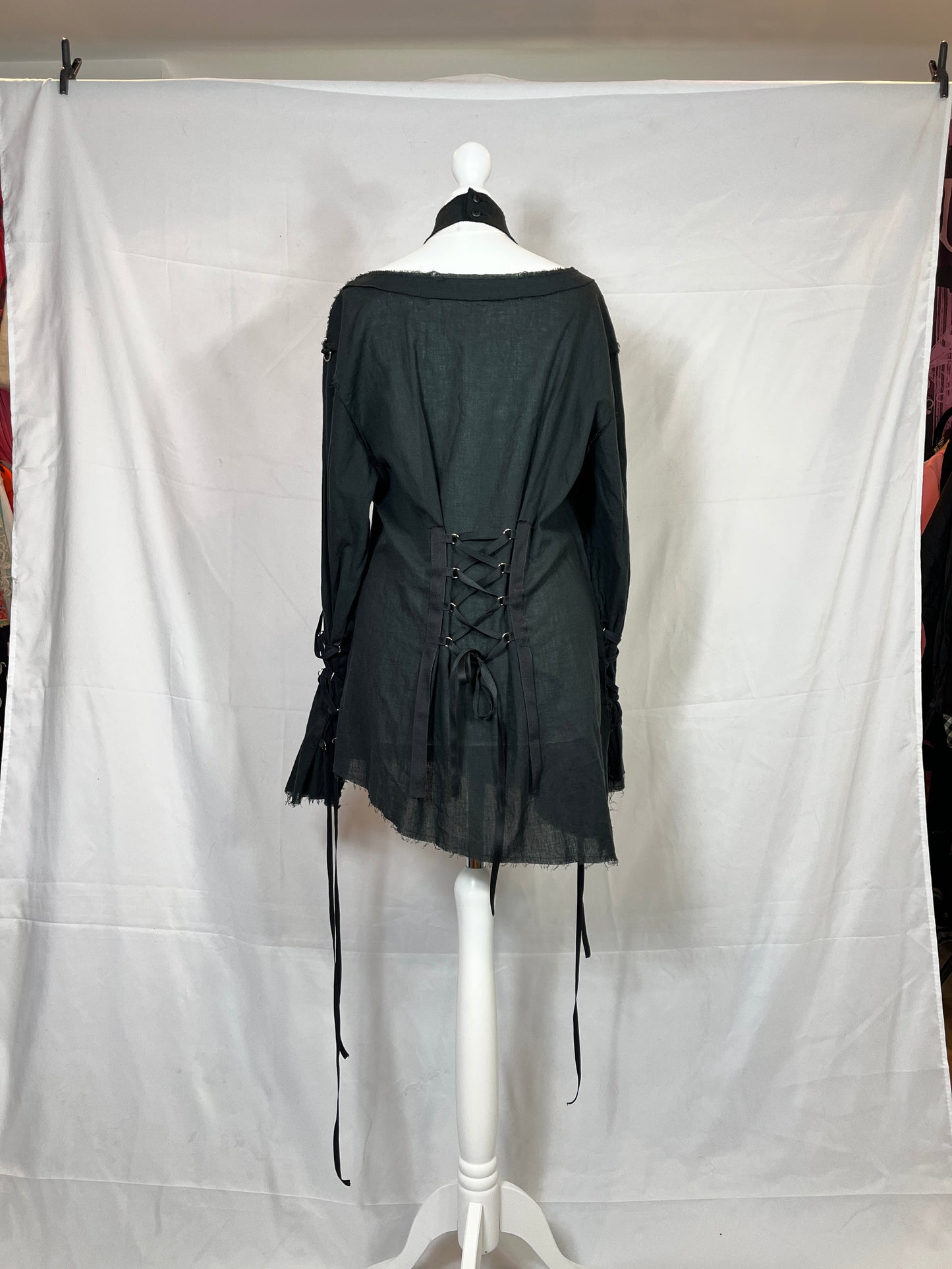 Moi-meme-Moitie Cross Print Bondage Top with Choker